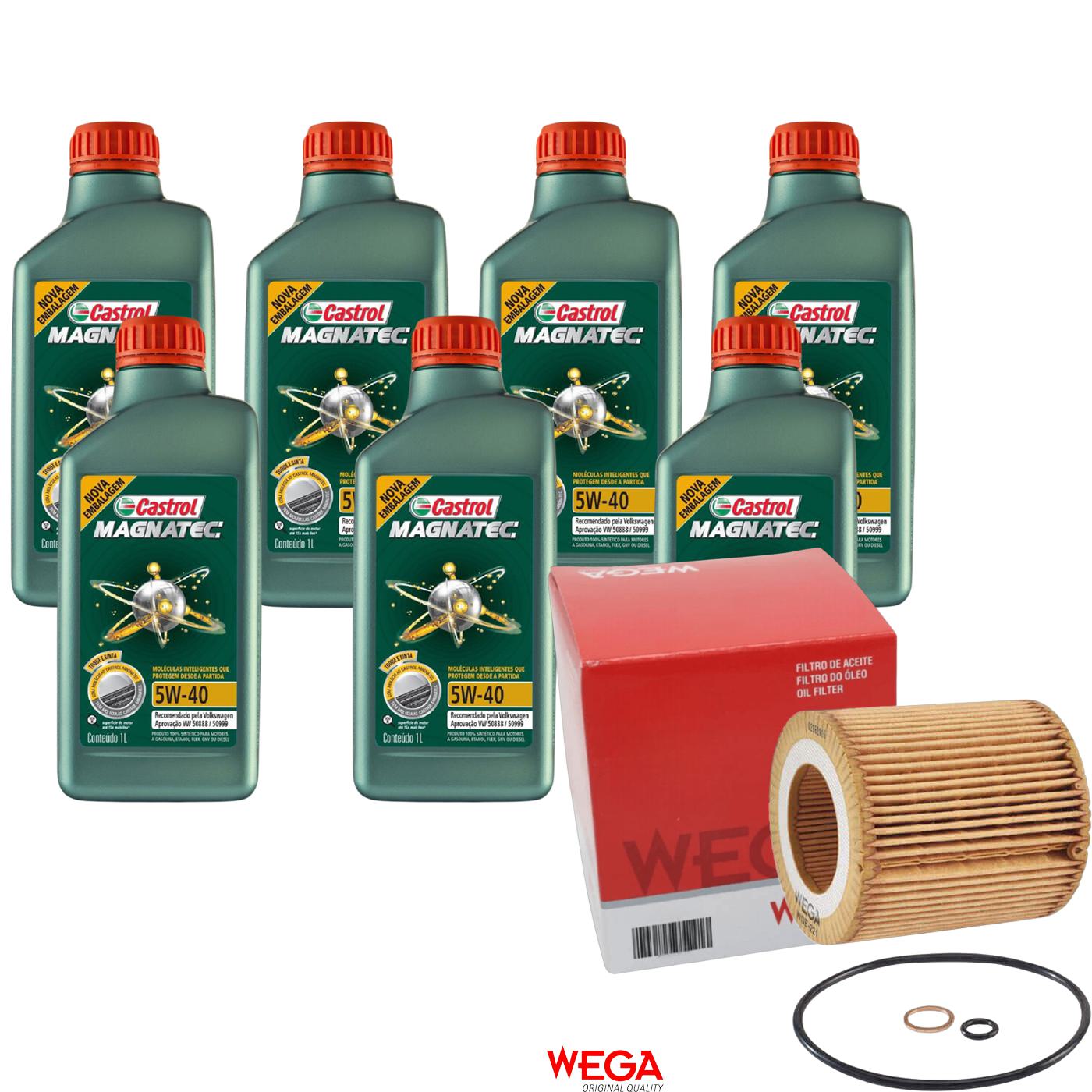 Kit Filtro e 7L Óleo Motor 5W40 Magnatec - Castrol / Wega - 3438139 / WOE-221