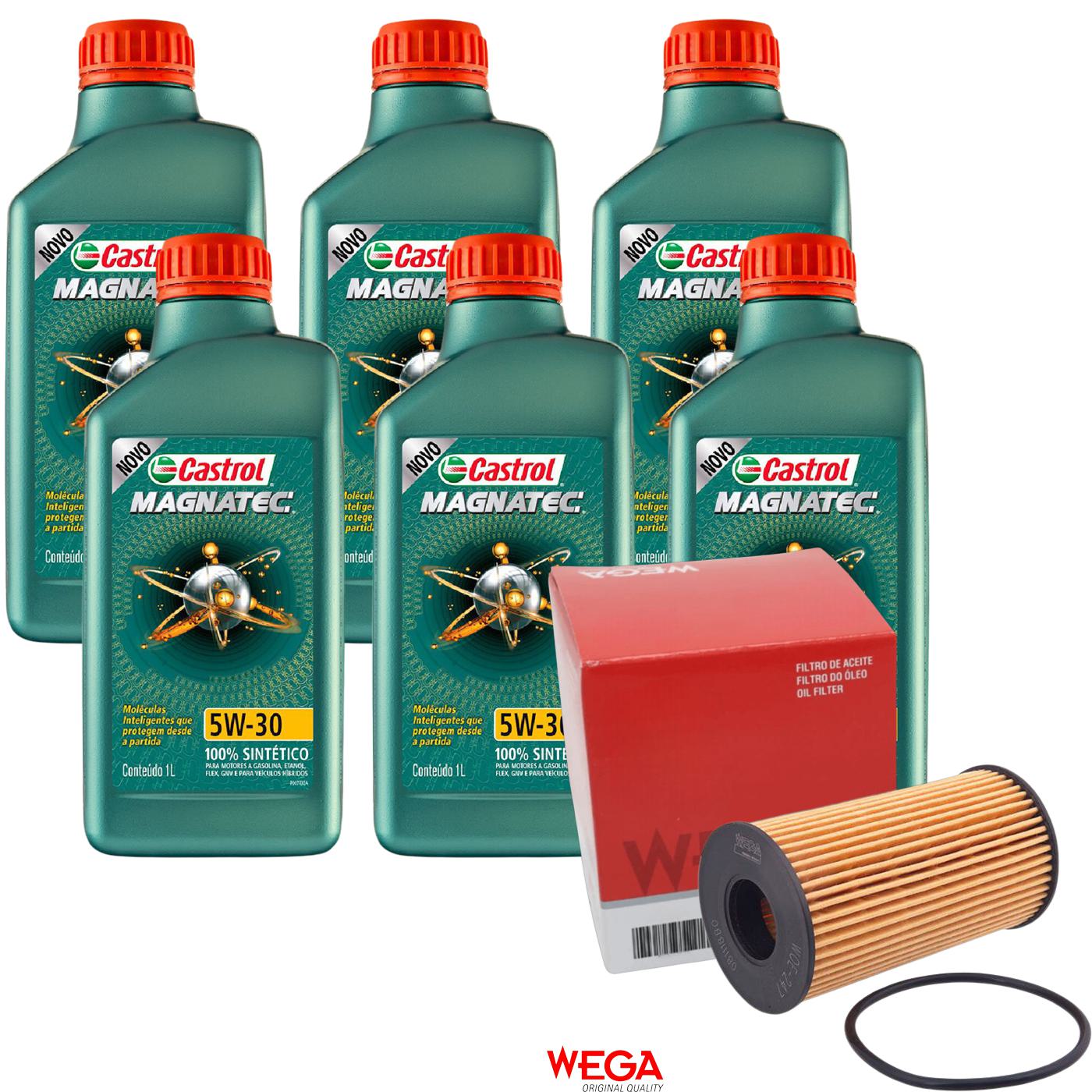 Kit Filtro e 6L Óleo Motor 5W30 Magnatec - Castrol / Wega - 3434565 / WOE-247