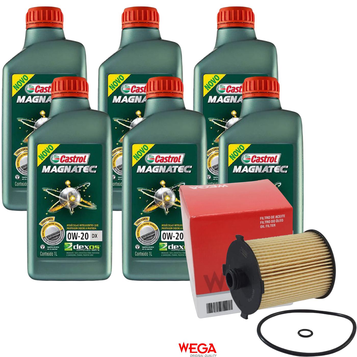 Kit Filtro e 6L Óleo Motor 0W20 Magnatec - Castrol / Wega - 3436147 / WOE-813