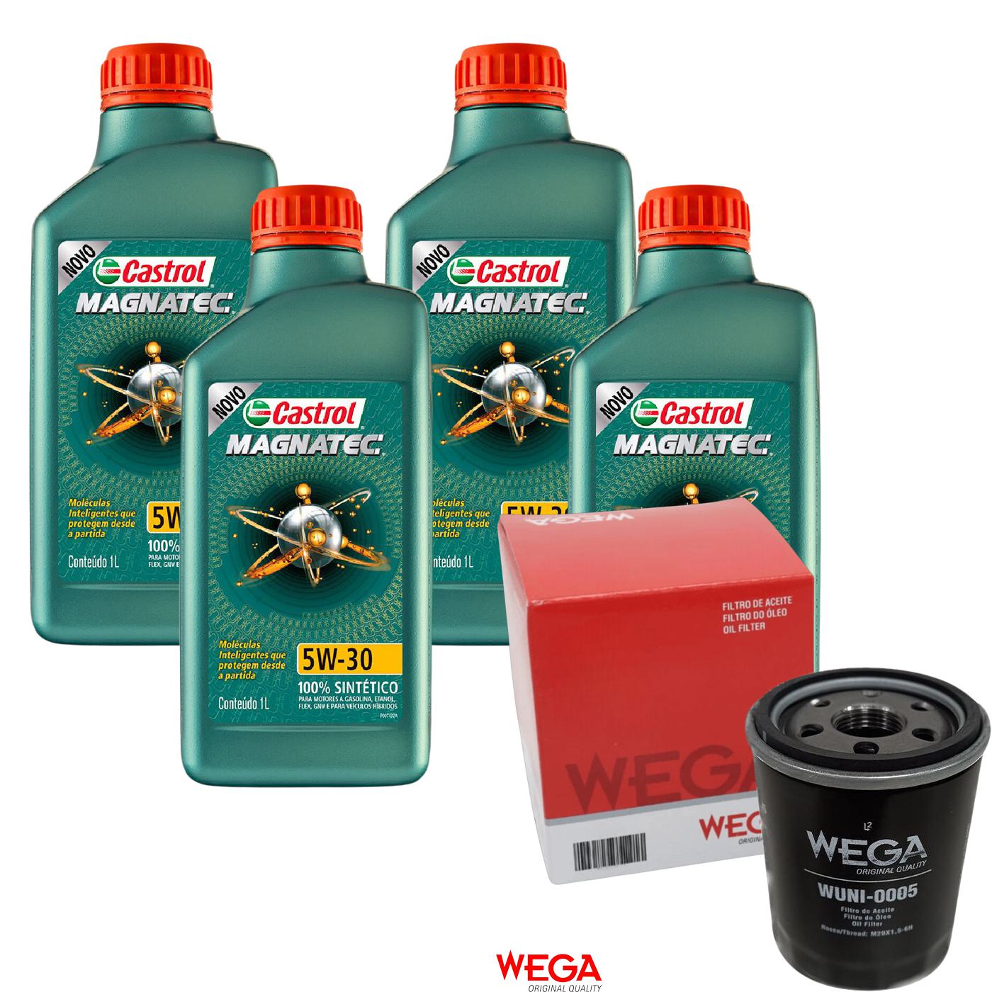 Kit Filtro e 4L Óleo Motor 5W30 Magnatec - Castrol / Wega - 3434565 / WUNI-0005