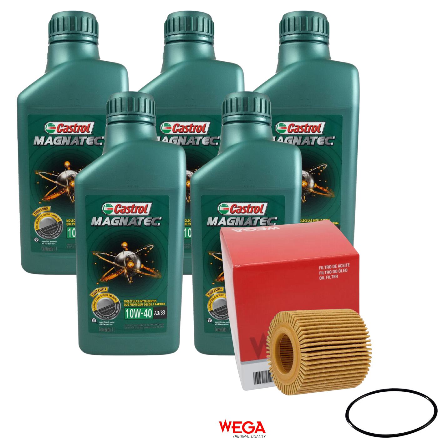 Kit Filtro e 5L Óleo Motor 10W40 Magnatec - Castrol / Wega - 3438392 / WOE-803