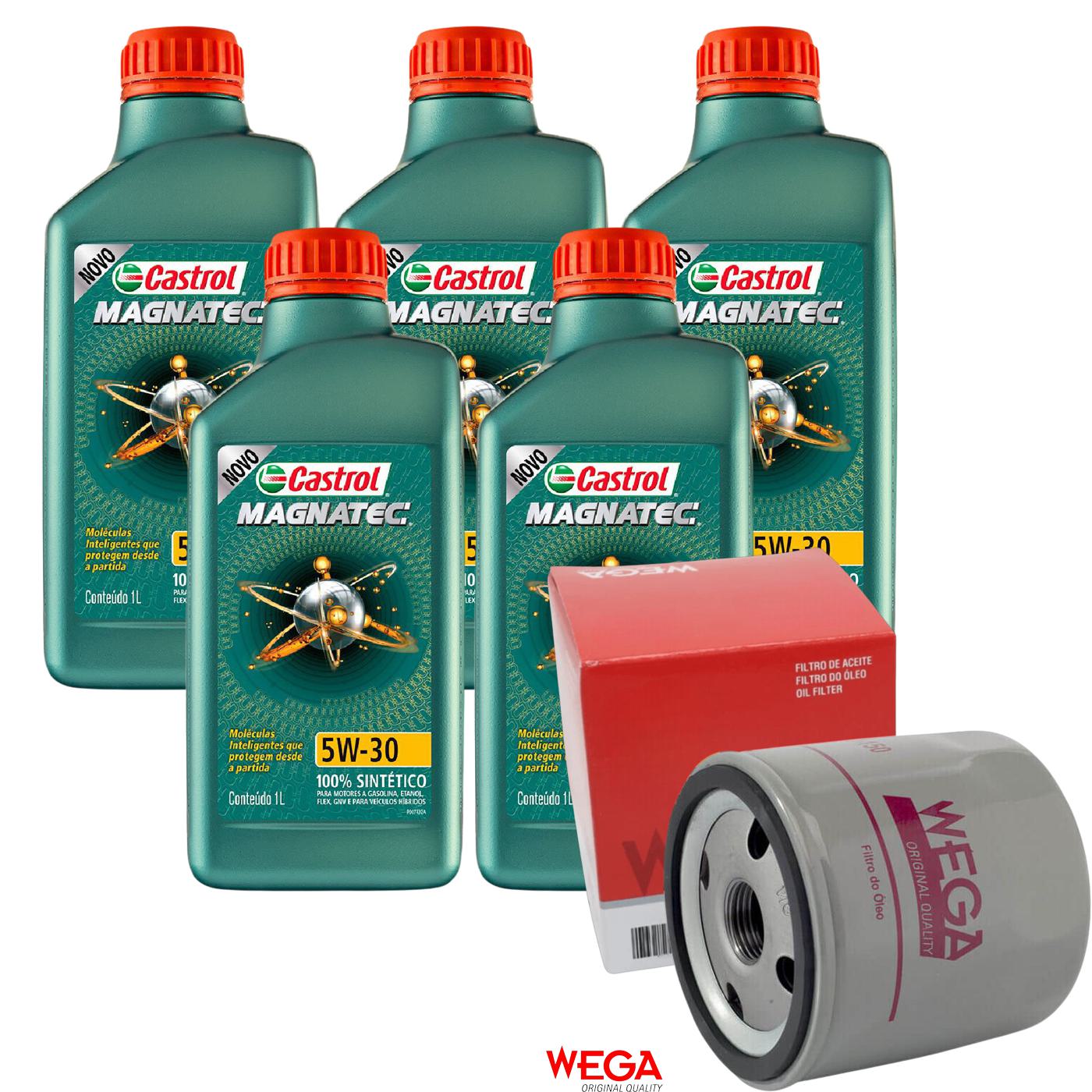 Kit Filtro e 5L Óleo Motor 5W30 Magnatec - Castrol / Wega - 3434565 / WO-150