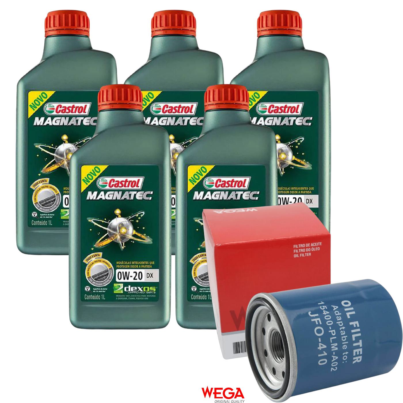 Kit Filtro e 5L Óleo Motor 0W20 Magnatec - Castrol / Wega - 3436147 / JFO-0410