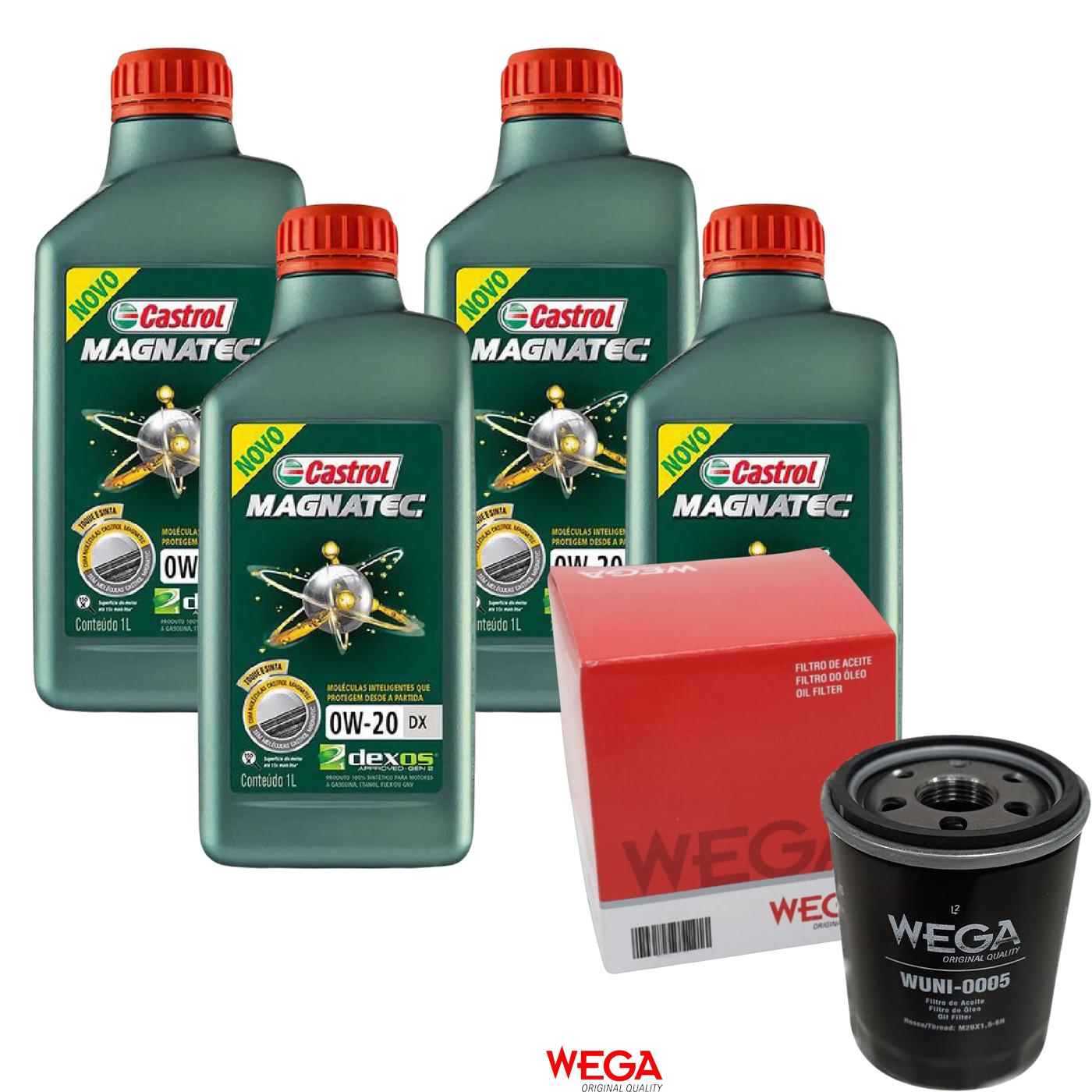 Kit Filtro e 4L Óleo Motor 0W20 Magnatec - Castrol / Wega - 3436147 / WUNI-0005