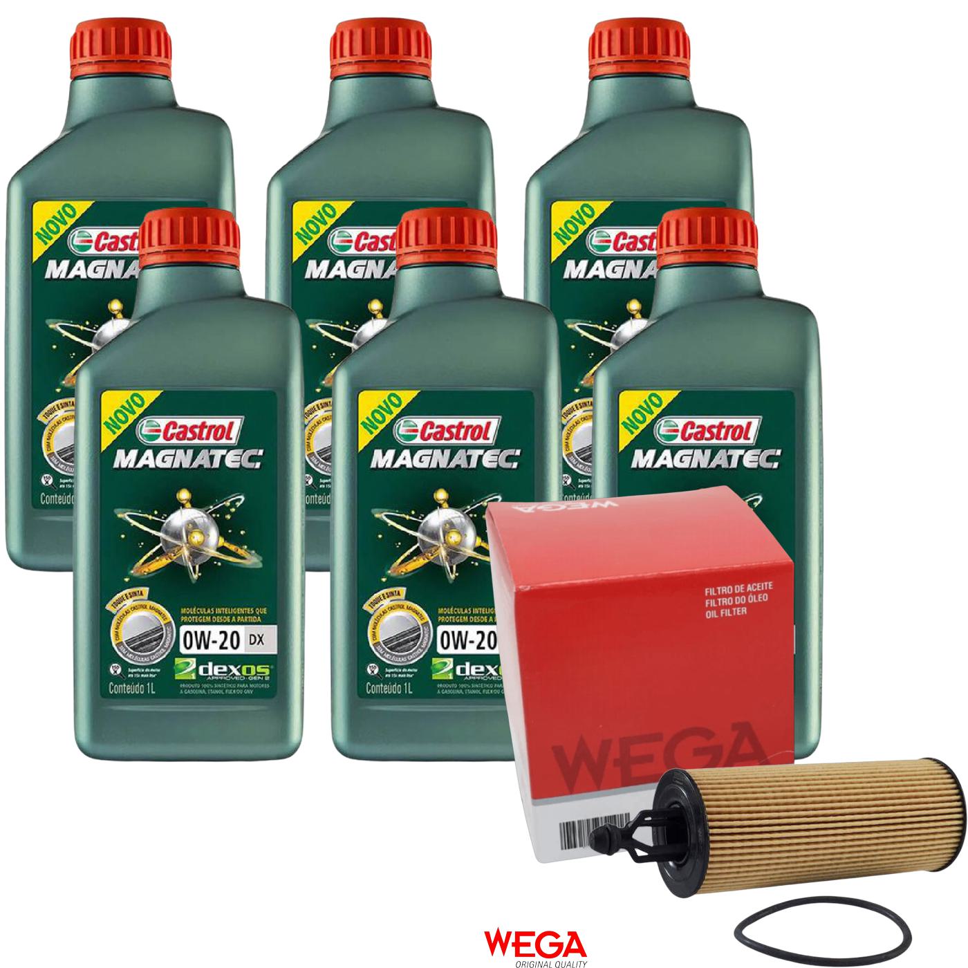 Kit Filtro e 6L Óleo Motor 0W20 Magnatec - Castrol / Wega - 3436147 / WOE-652