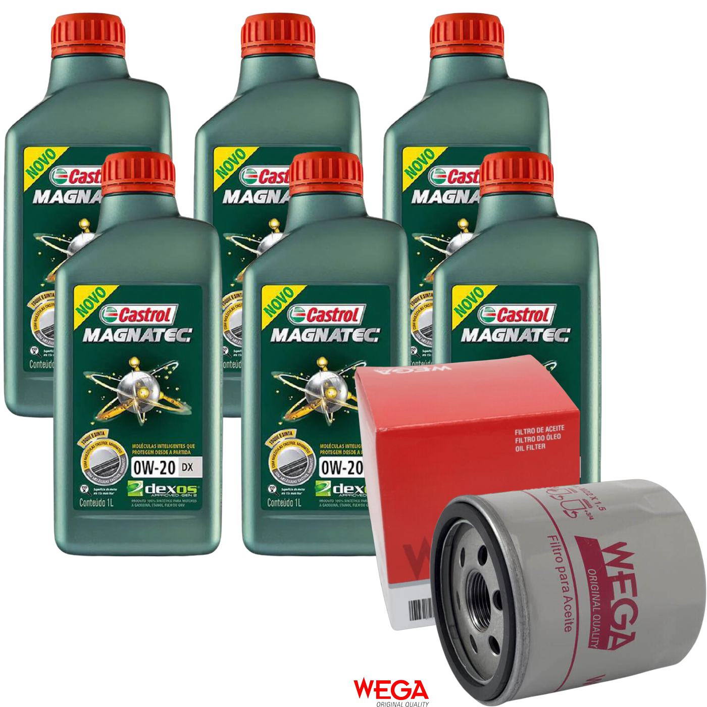 Kit Filtro e 6L Óleo Motor 0W20 Magnatec - Castrol / Wega - 3436147 / WO-133