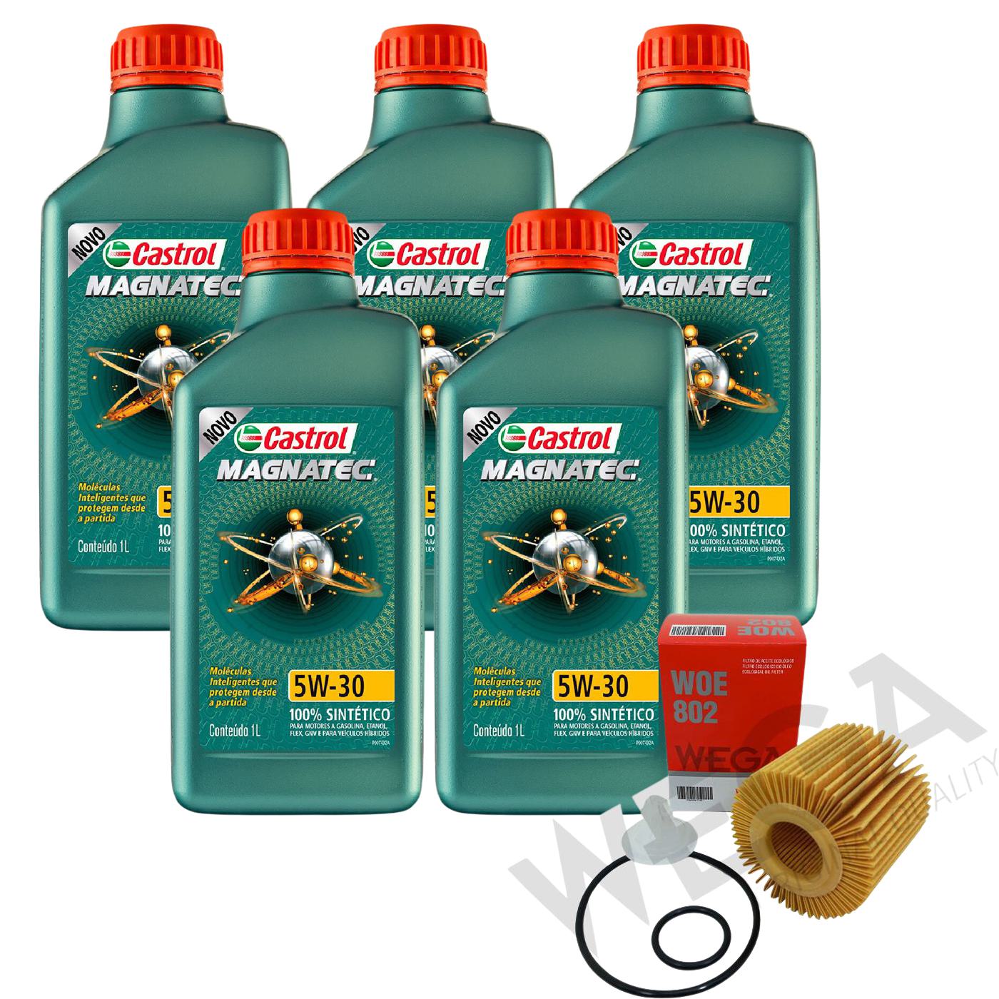 Kit Filtro e 5L Óleo Motor 5W30 Magnatec - Castrol / Wega - 3434565 / WOE-802