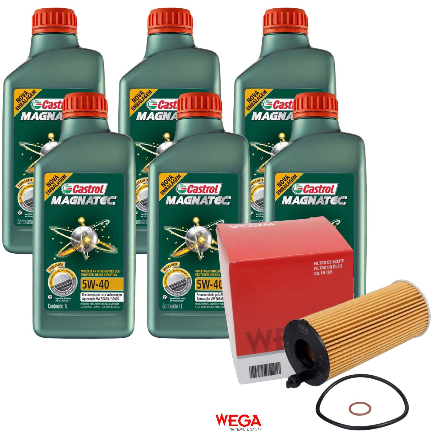 Kit Filtro e 6L Óleo Motor 5W40 Magnatec - Castrol / Wega - 3438139 / WOE-237