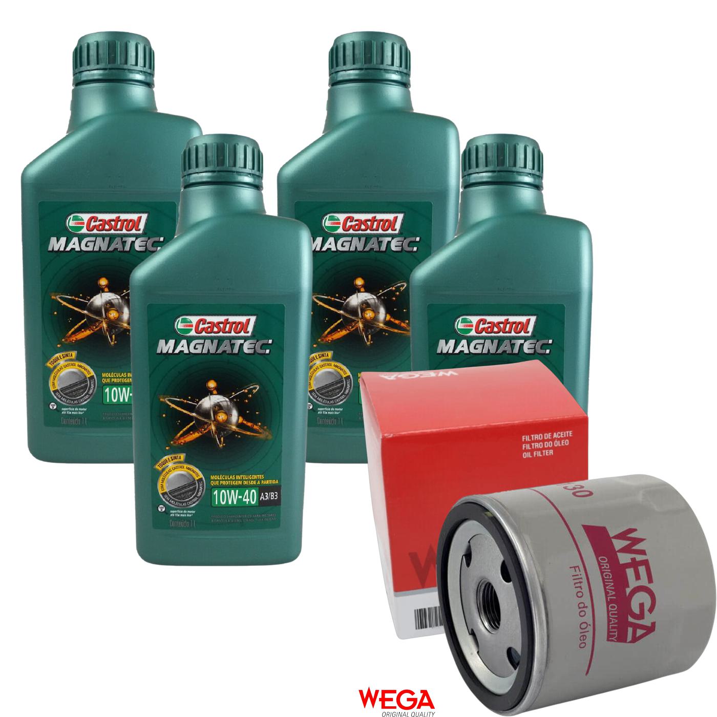 Kit Filtro e 4L Óleo Motor 10W40 Magnatec - Castrol / Wega - 3438392 / WO-130