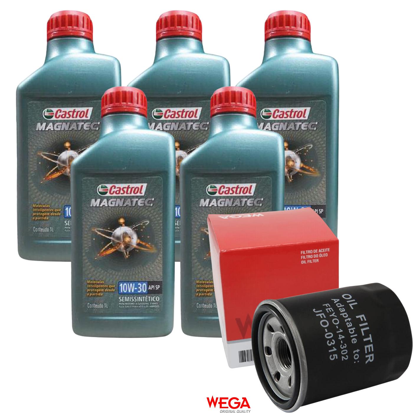 Kit Filtro e 5L Óleo Motor 10W30 Magnatec - Castrol / Wega - 3436554 / JFO-0315