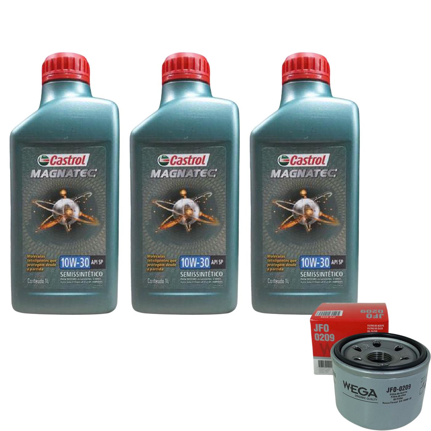 Kit Filtro e 3L Óleo Motor 10W30 Magnatec - Castrol / Wega - 3436554 / JFO-0209