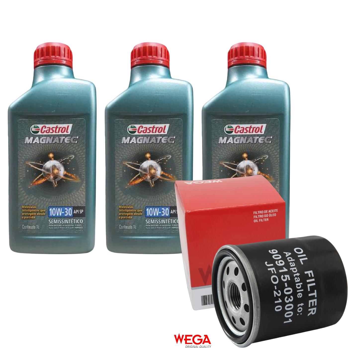 Kit Filtro e 3L Óleo Motor 10W30 Magnatec - Castrol / Wega - 3436554 / JFO-0210
