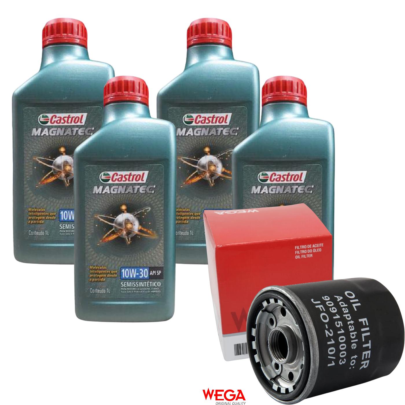 Kit Filtro e 4L Óleo Motor 10W30 Magnatec - Castrol / Wega - 3436554 / JFO-0210/1
