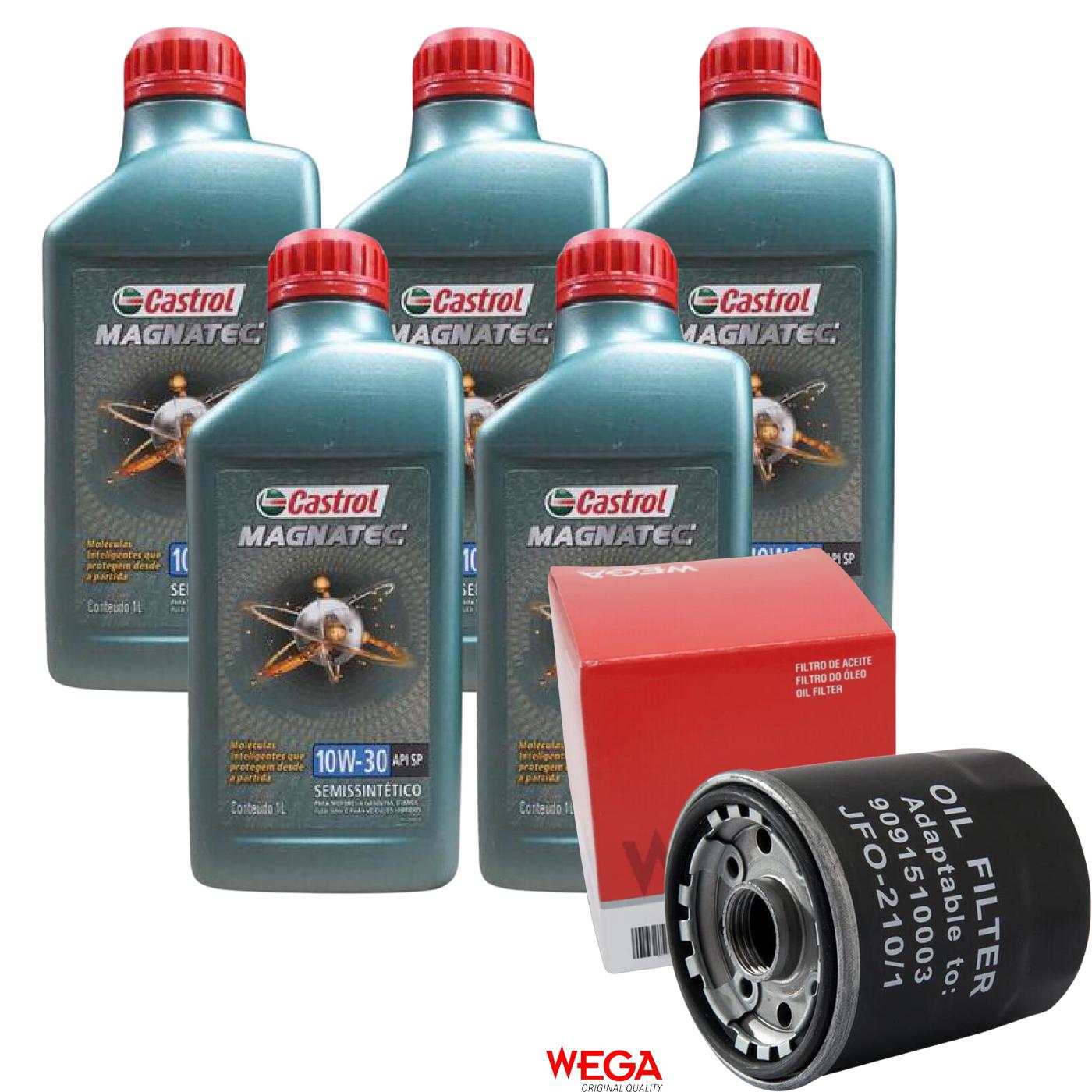 Kit Filtro e 5L Óleo Motor 10W30 Magnatec - Castrol / Wega - 3436554 / JFO-0210/1