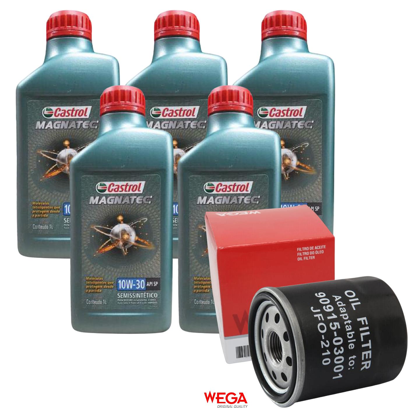 Kit Filtro e 5L Óleo Motor 10W30 Magnatec - Castrol / Wega - 3436554 / JFO-0210