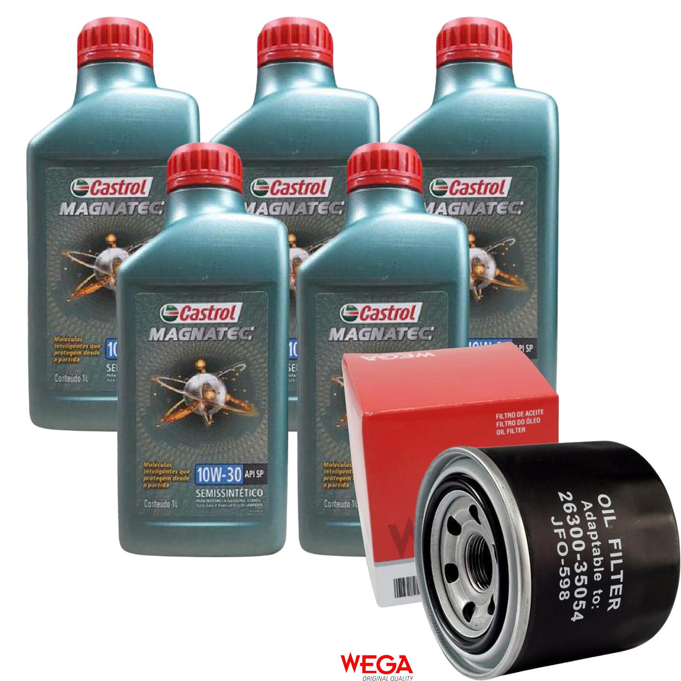 Kit Filtro e 5L Óleo Motor 10W30 Magnatec - Castrol / Wega - 3436554 / JFO-0598