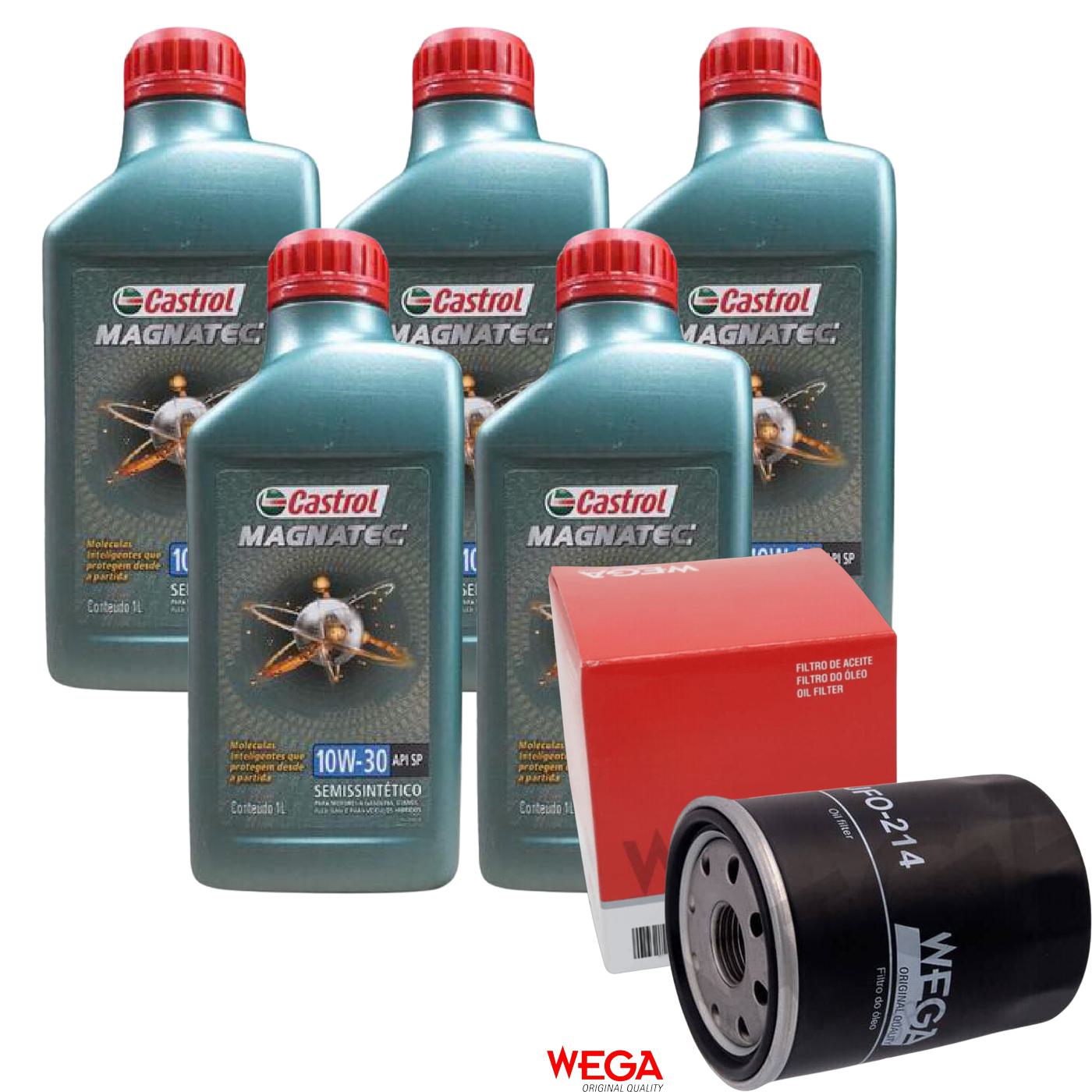 Kit Filtro e 5L Óleo Motor 10W30 Magnatec - Castrol / Wega - 3436554 / JFO-0214