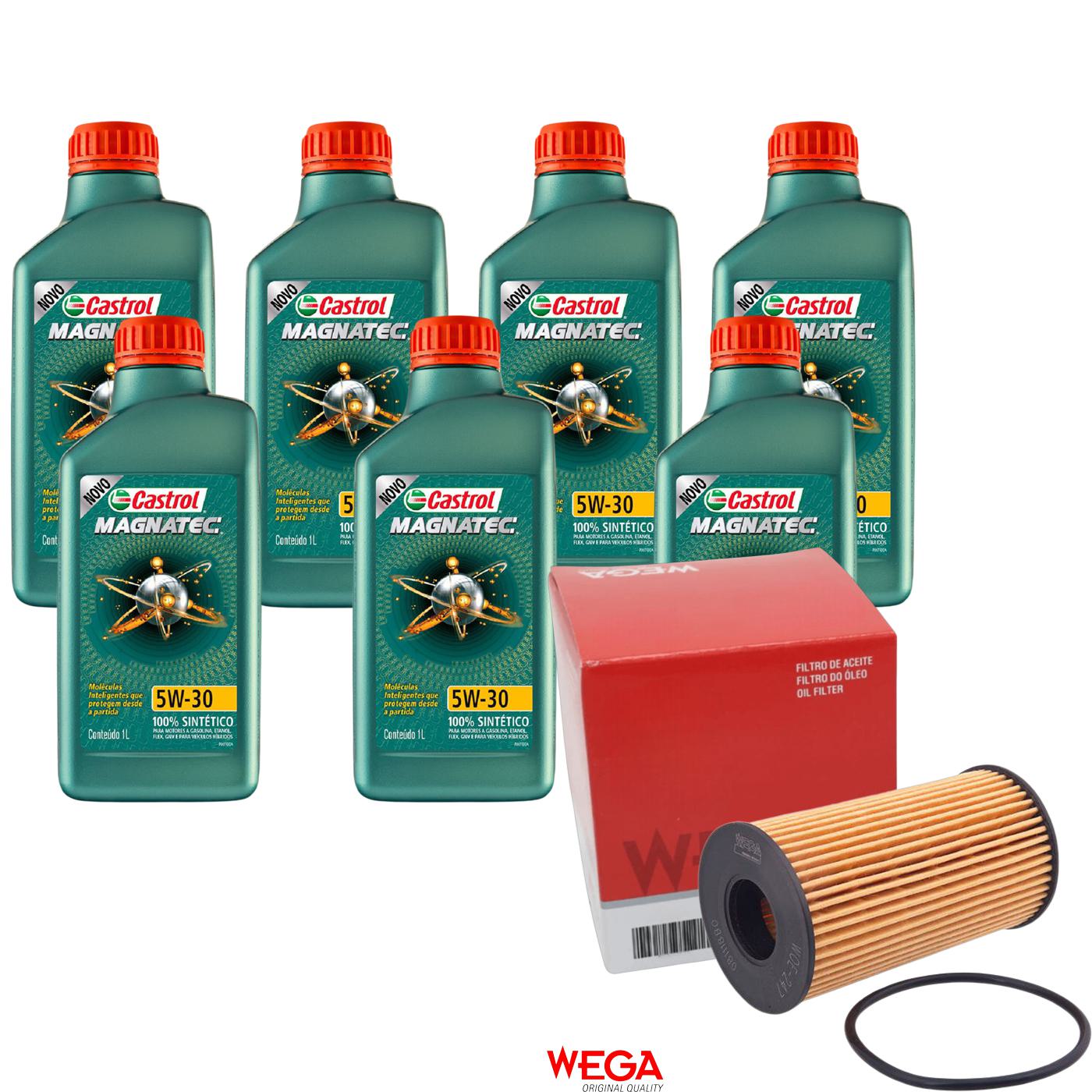 Kit Filtro e 7L Óleo Motor 5W30 Magnatec - Castrol / Wega - 3434565 / WOE-247