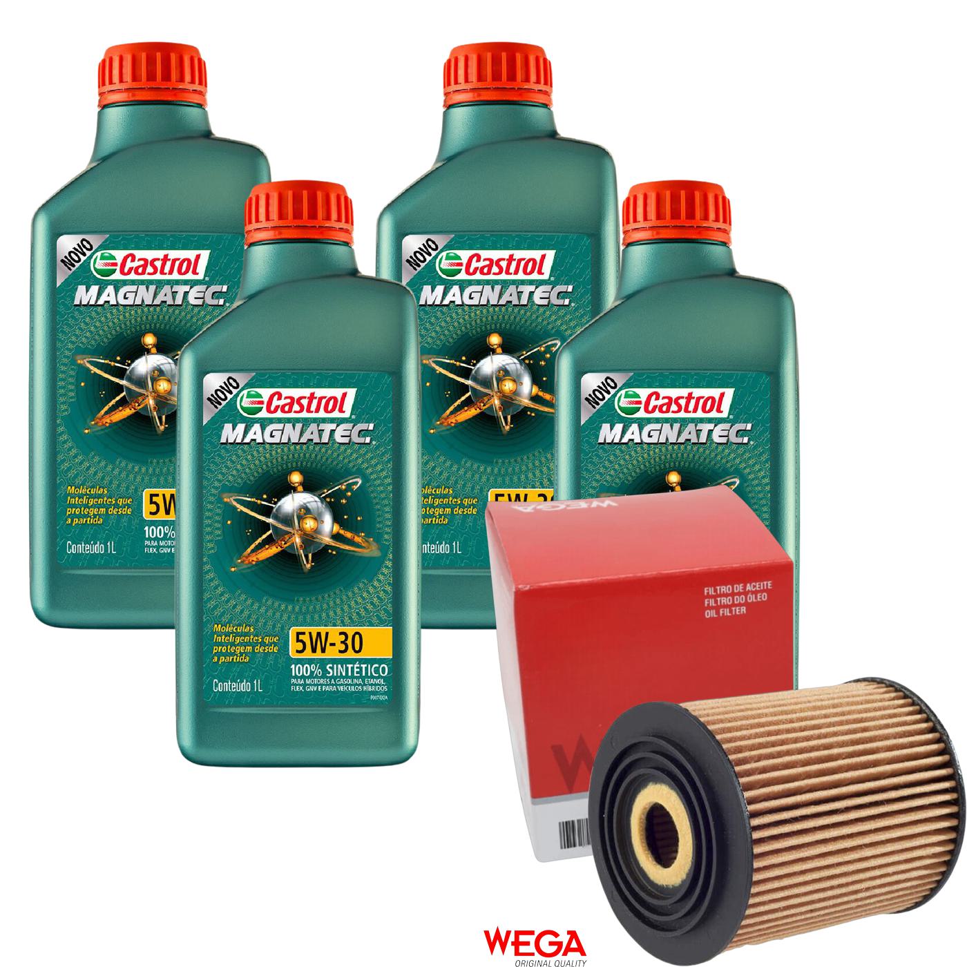 Kit Filtro e 4L Óleo Motor 5W30 Magnatec - Castrol / Wega - 3434565 / WOE-912