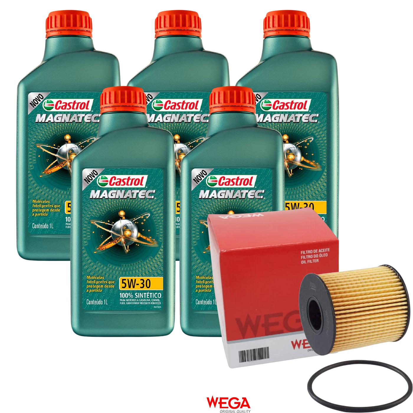 Kit Filtro e 5L Óleo Motor 5W30 Magnatec - Castrol / Wega - 3434565 / WOE-710
