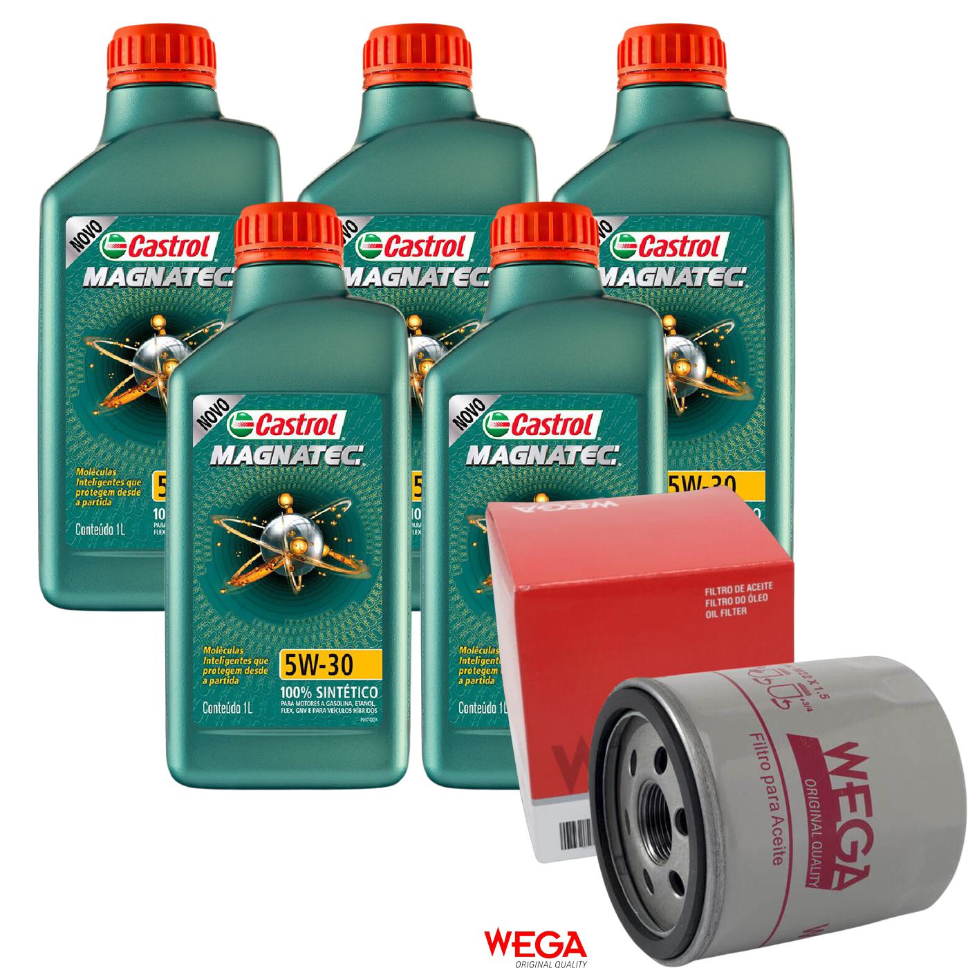 Kit Filtro e 5L Óleo Motor 5W30 Magnatec - Castrol / Wega - 3434565 / WO-133