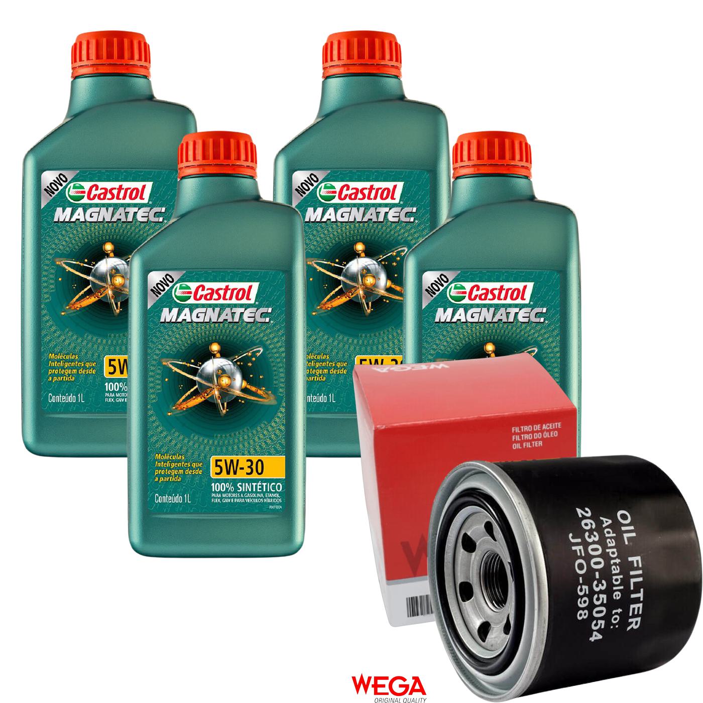 Kit Filtro e 4L Óleo Motor 5W30 Magnatec - Castrol / Wega - 3434565 / JFO-0598