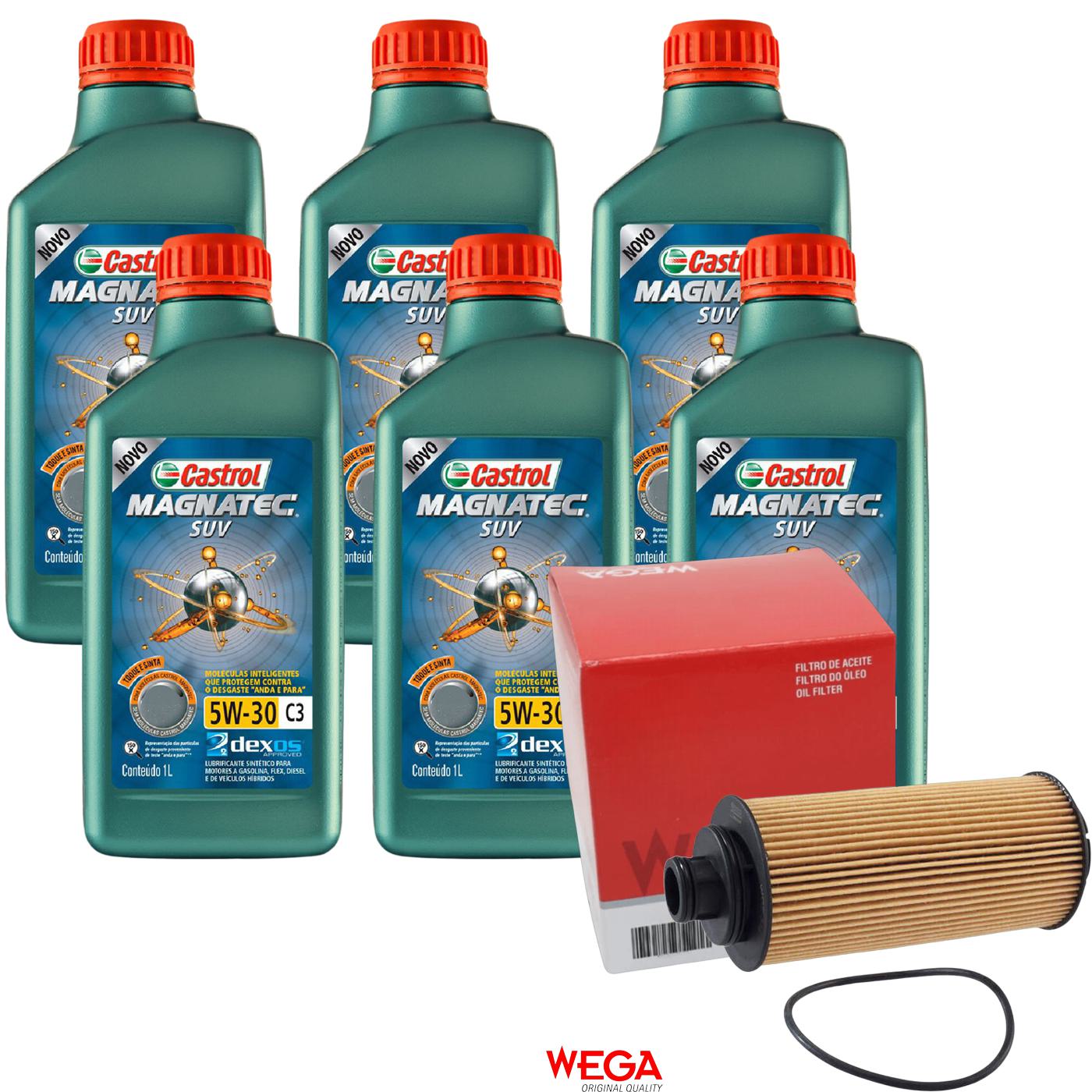 Kit Filtro e 6L Óleo Motor 5W30 Magnatec - Castrol / Wega - 3430831 / WOE-314