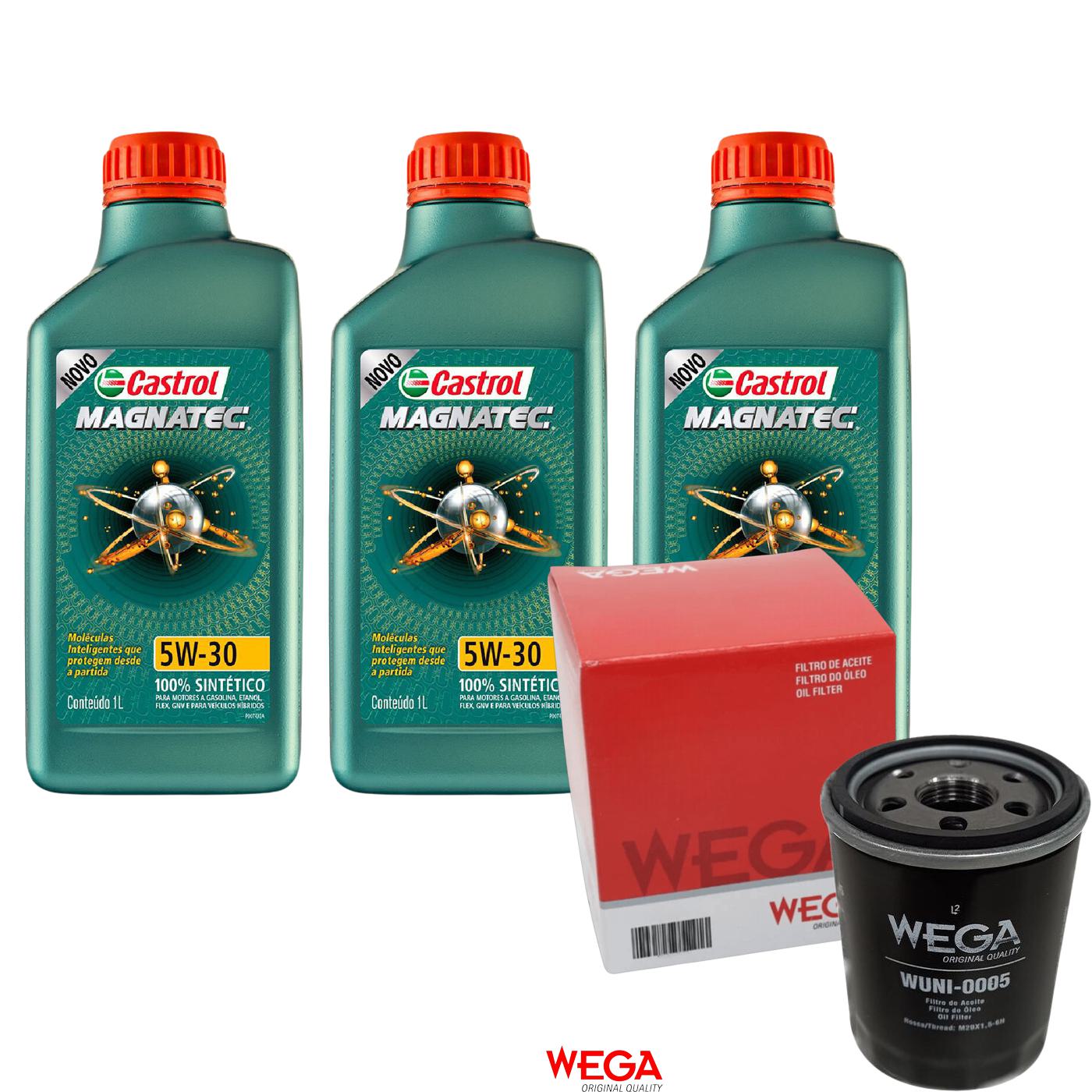 Kit Filtro e 3L Óleo Motor 5W30 Magnatec - Castrol / Wega - 3434565 / WUNI-0005