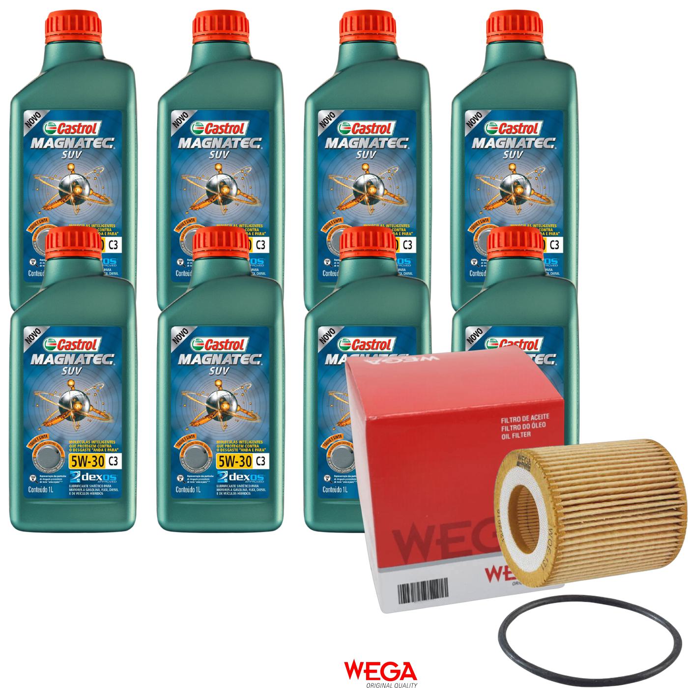 Kit Filtro e 8L Óleo Motor 5W30 Magnatec - Castrol / Wega - 3430831 / WOE-131