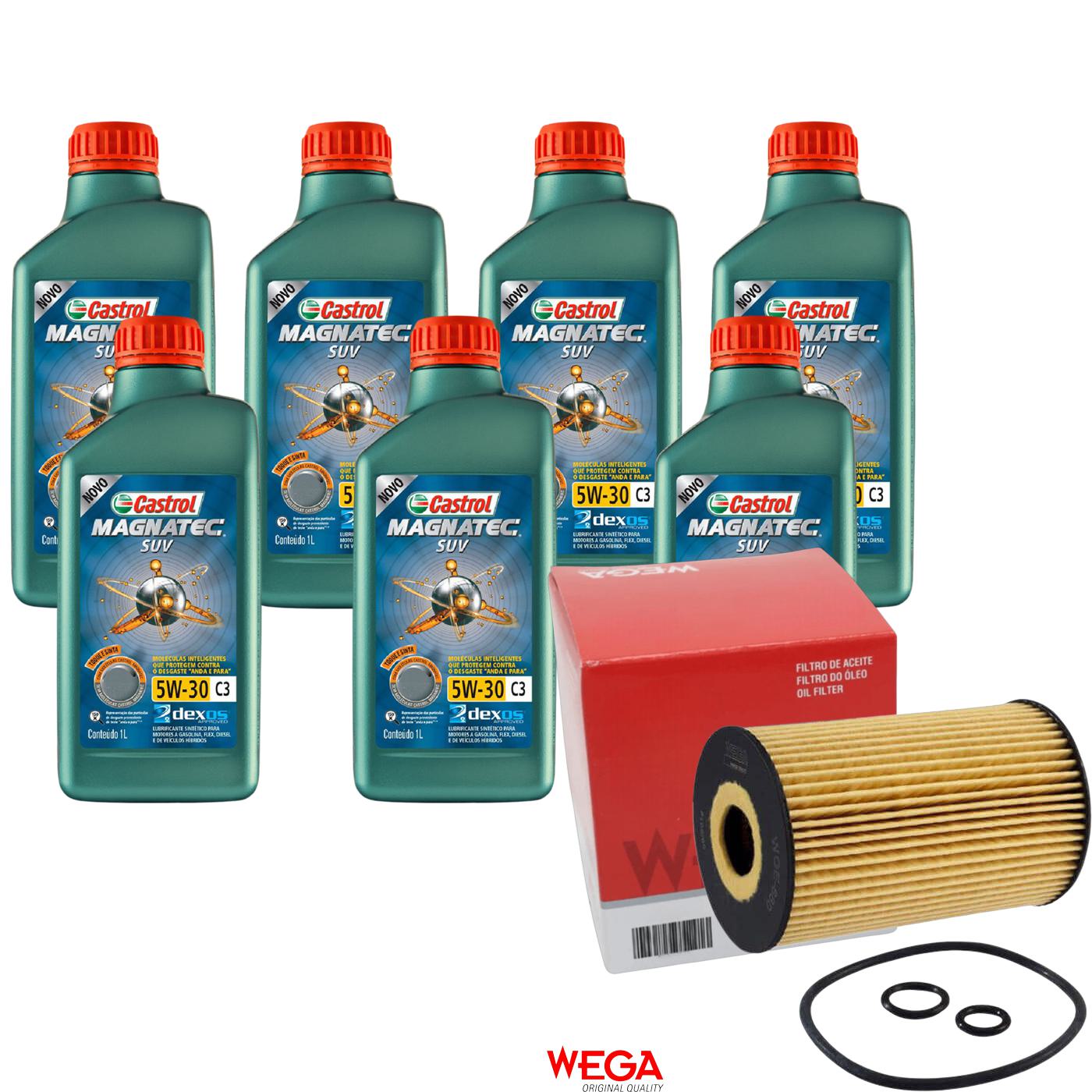 Kit Filtro e 7L Óleo Motor 5W30 Magnatec - Castrol / Wega - 3430831 / WOE-680