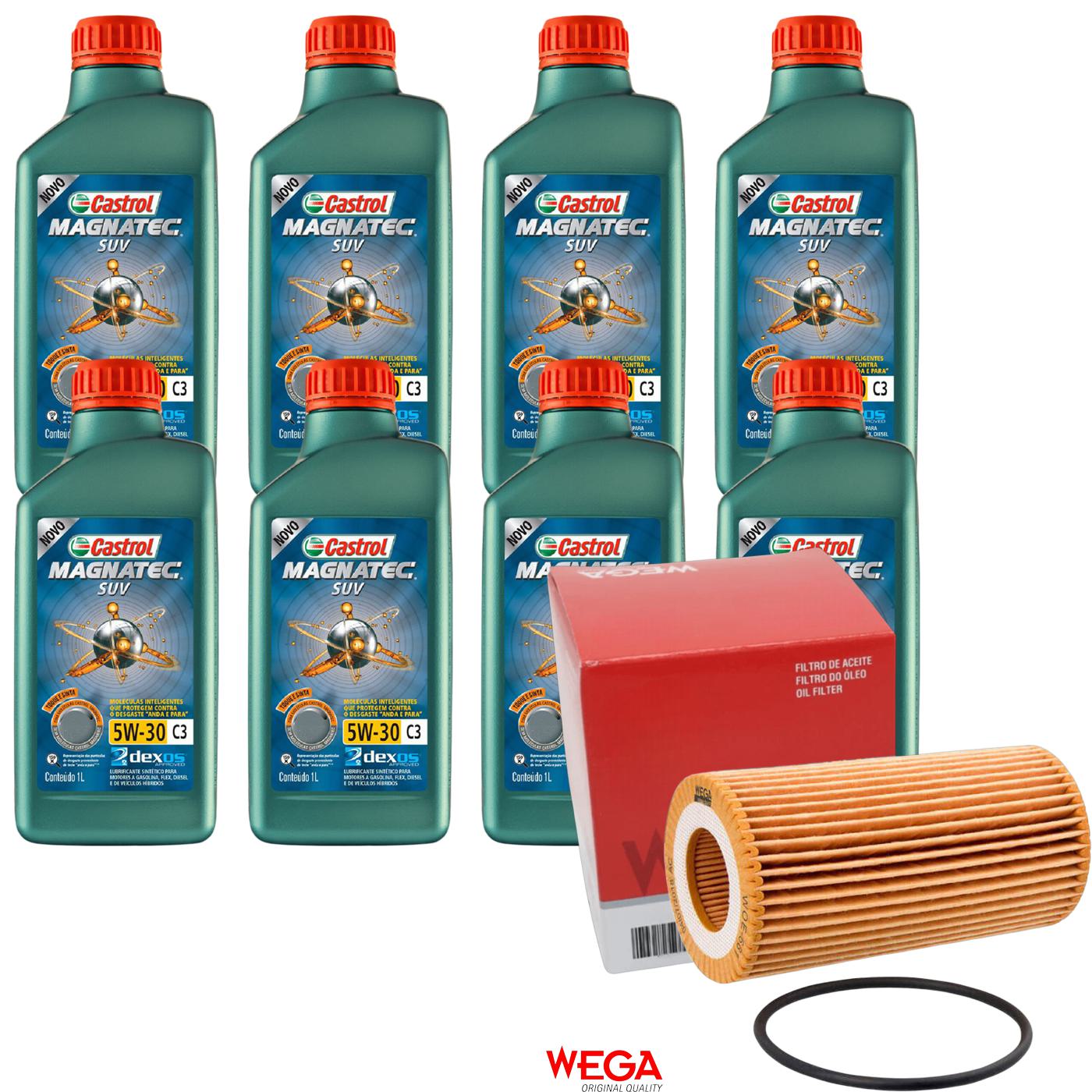 Kit Filtro e 8L Óleo Motor 5W30 Magnatec - Castrol / Wega - 3430831 / WOE-681