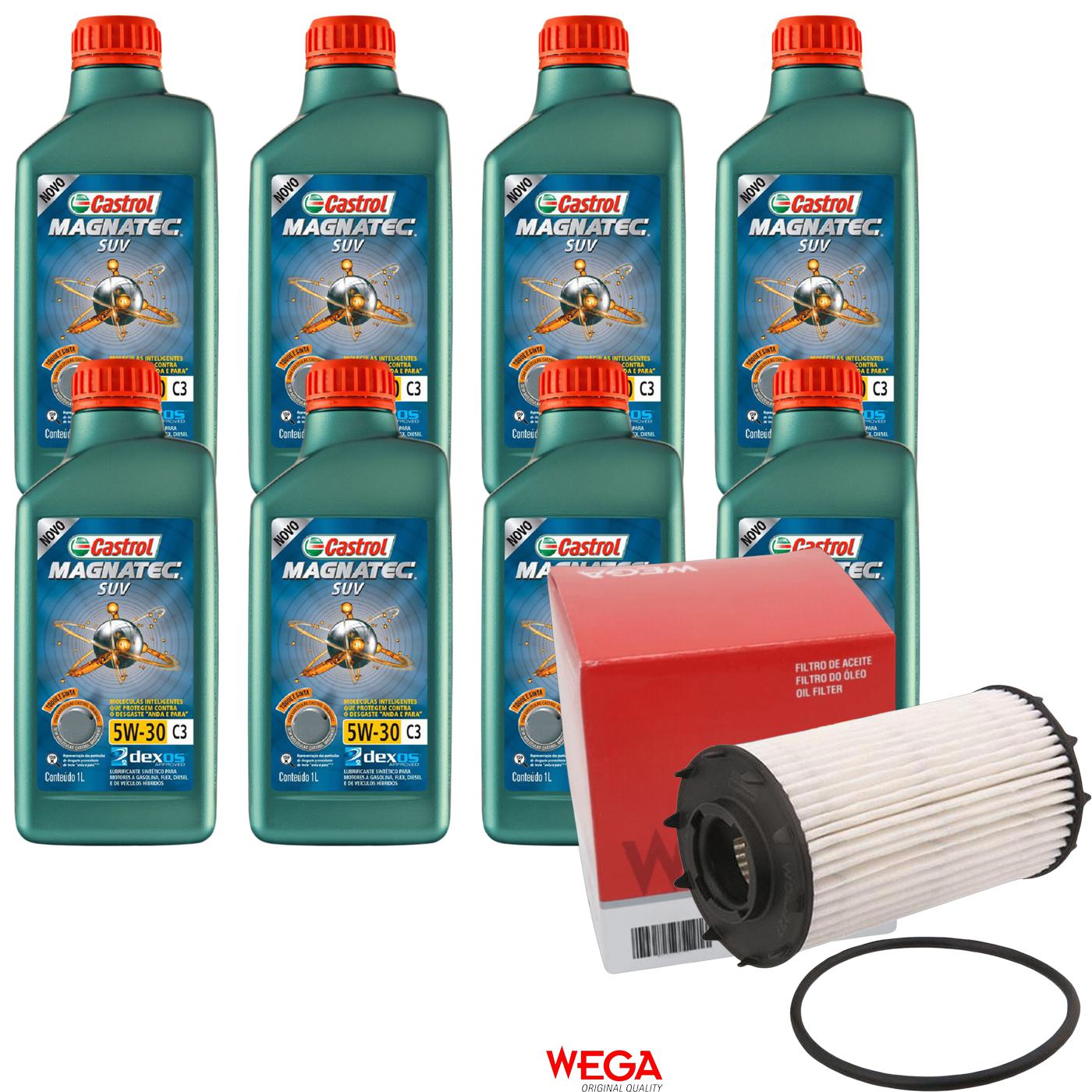 Kit Filtro e 8L Óleo Motor 5W30 Magnatec - Castrol / Wega - 3430831 / WOE-227