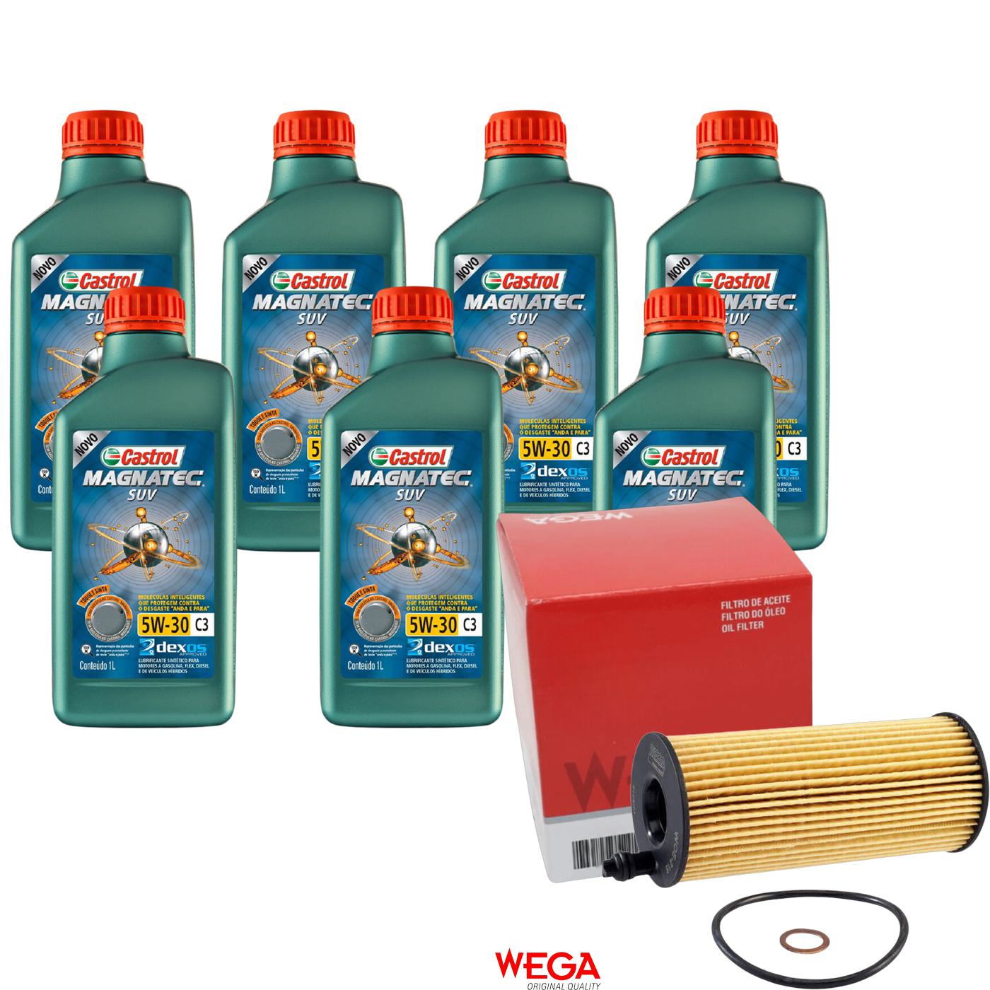 Kit Filtro e 7L Óleo Motor 5W30 Magnatec - Castrol / Wega - 3430831 / WOE-216