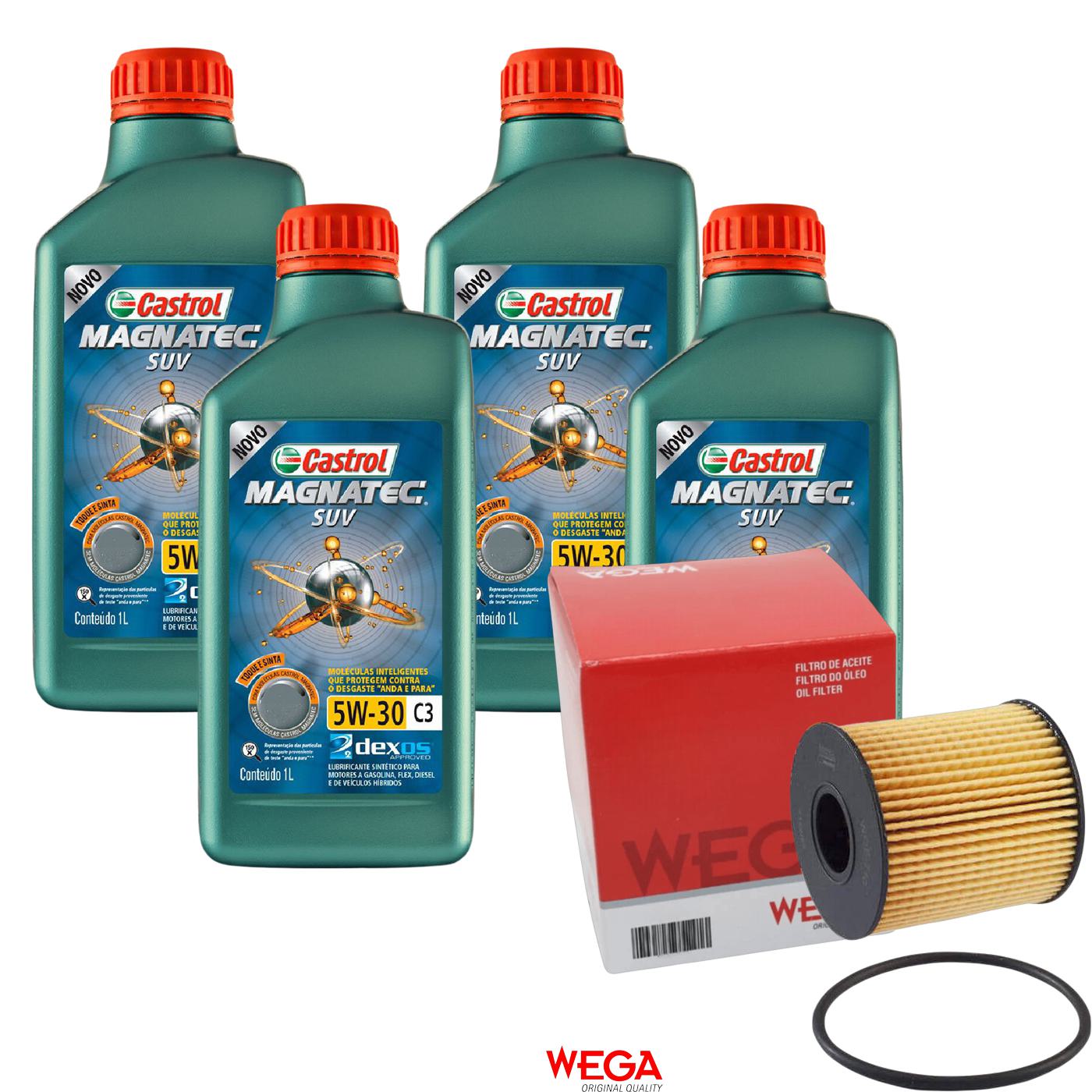 Kit Filtro e 4L Óleo Motor 5W30 Magnatec - Castrol / Wega - 3430831 / WOE-710
