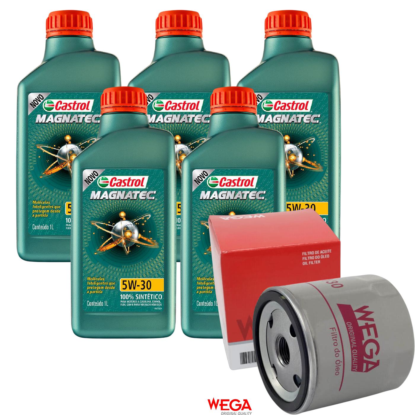 Kit Filtro e 5L Óleo Motor 5W30 Magnatec - Castrol / Wega - 3434565 / WO-130