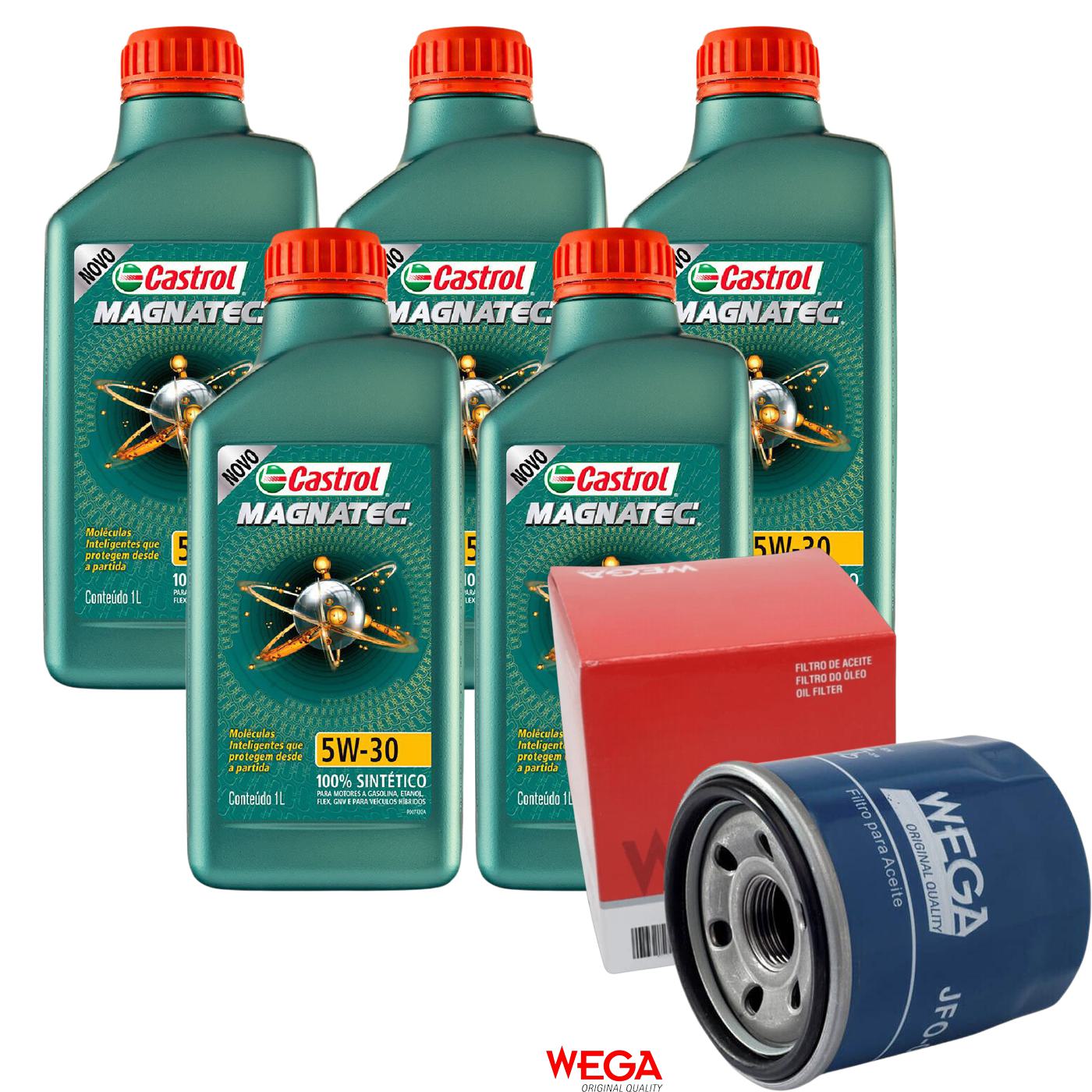 Kit Filtro e 5L Óleo Motor 5W30 Magnatec - Castrol / Wega - 3434565 / JFO-0H00