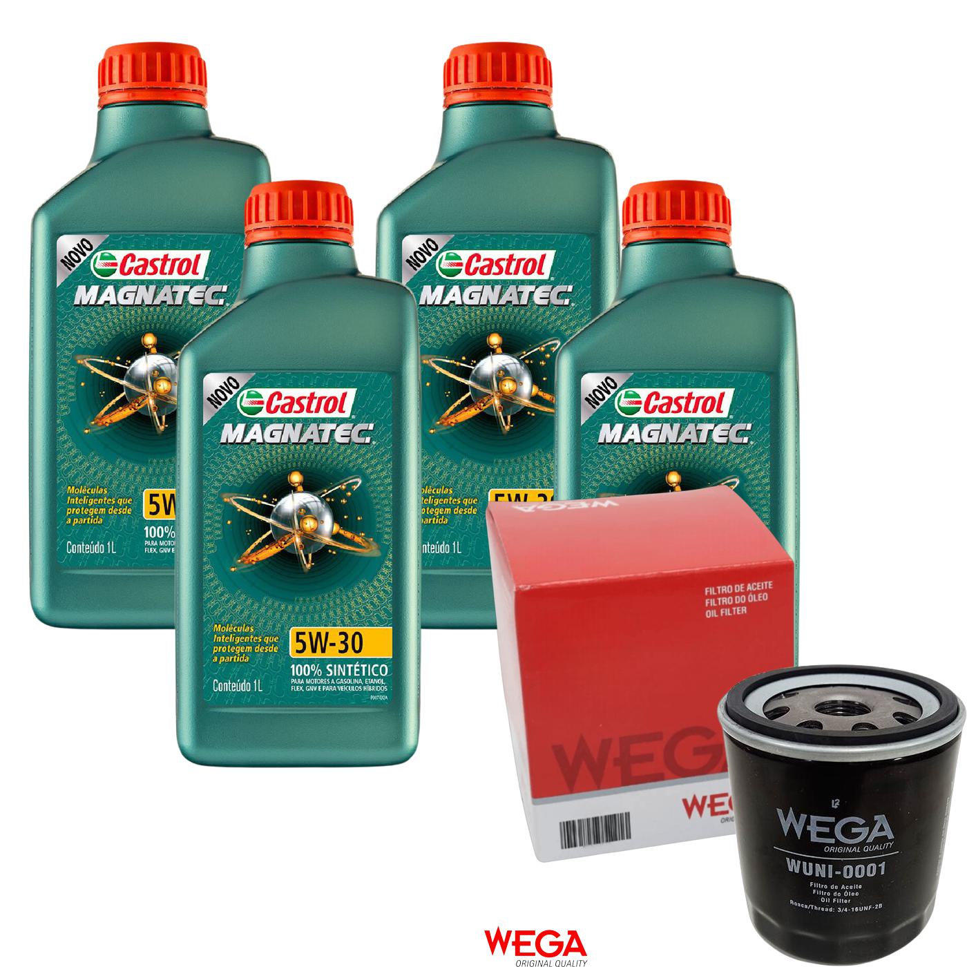 Kit Filtro e 4L Óleo Motor 5W30 Magnatec - Castrol / Wega - 3434565 / WUNI-0001