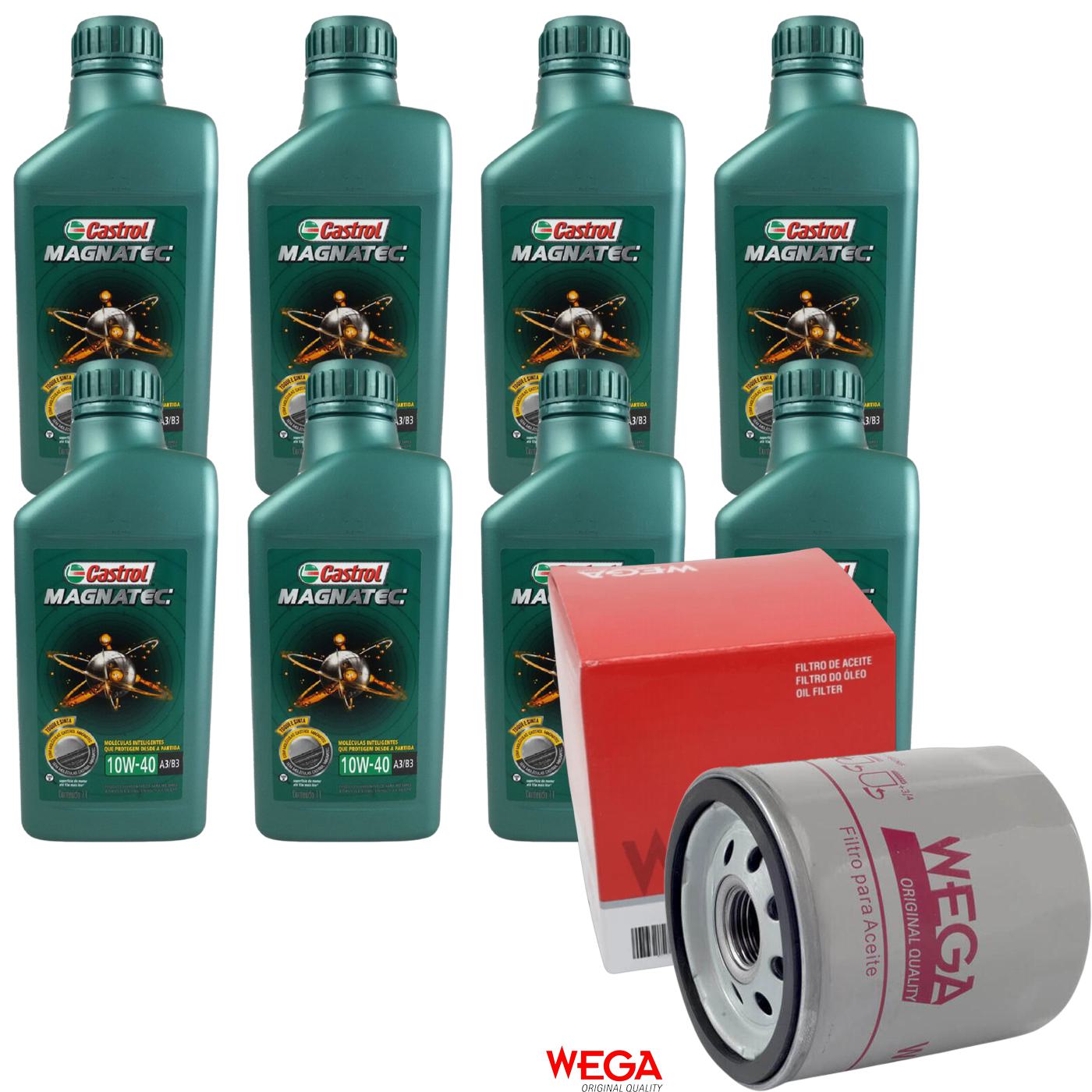Kit Filtro e 8L Óleo Motor 10W40 Magnatec - Castrol / Wega - 3438392 / WO-153