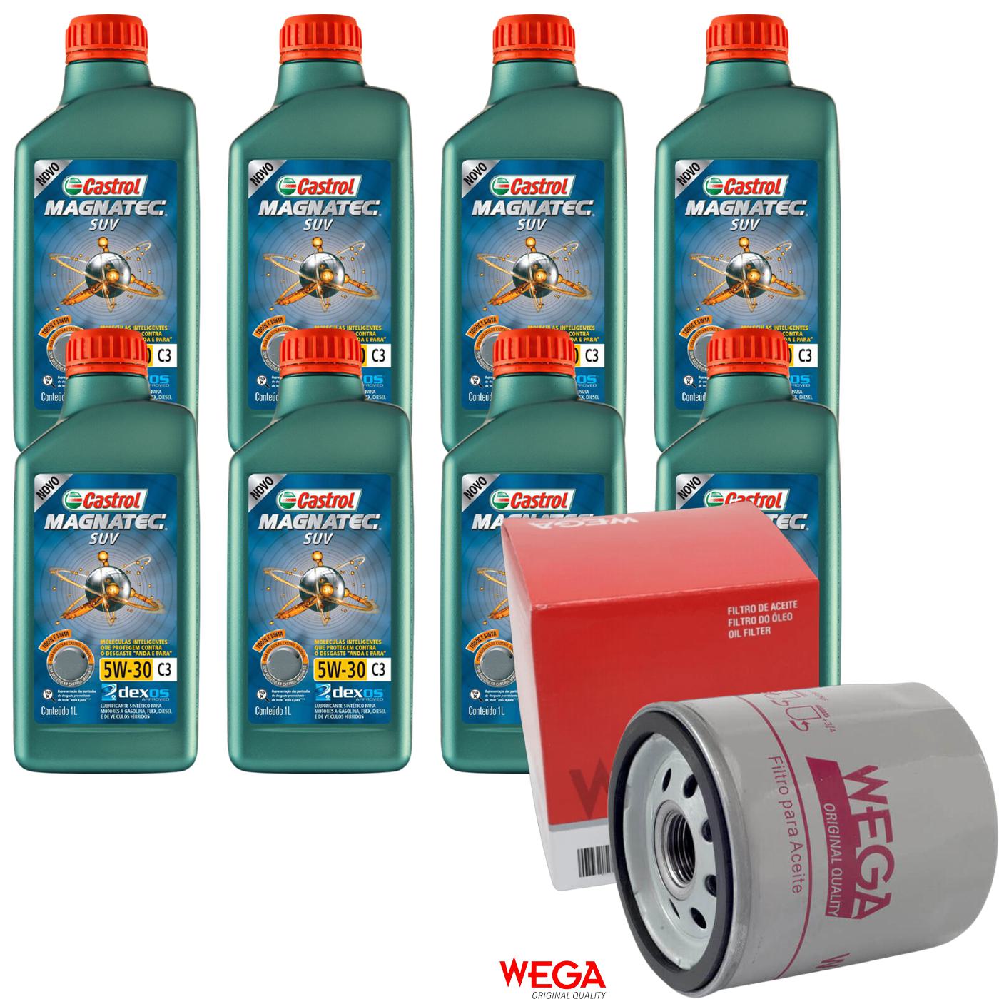 Kit Filtro e 8L Óleo Motor 5W30 Magnatec - Castrol / Wega - 3430831 / WO-153