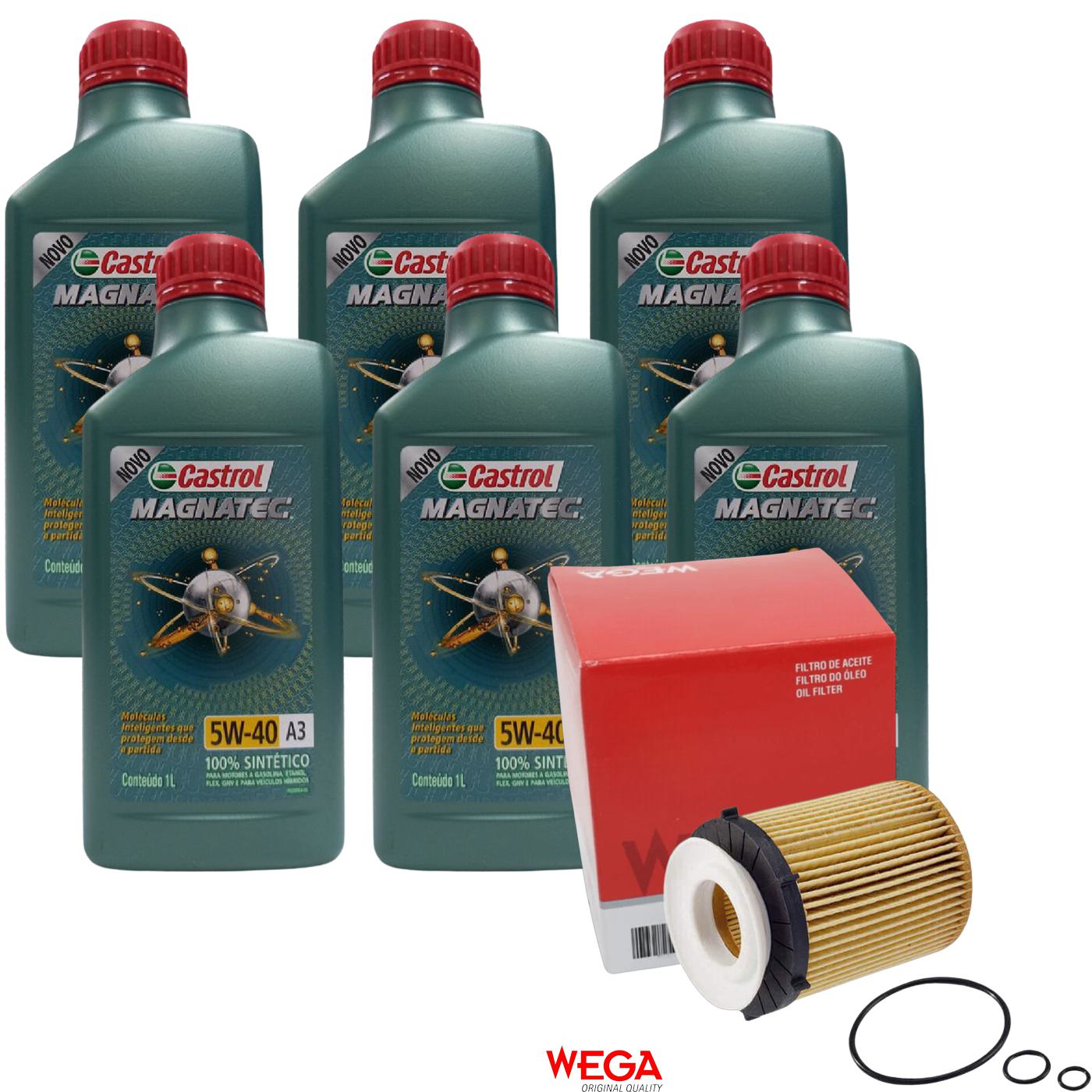 Kit Filtro e 6L Óleo Motor 5W40 Magnatec - Castrol / Wega - 3436621 / WOE-458