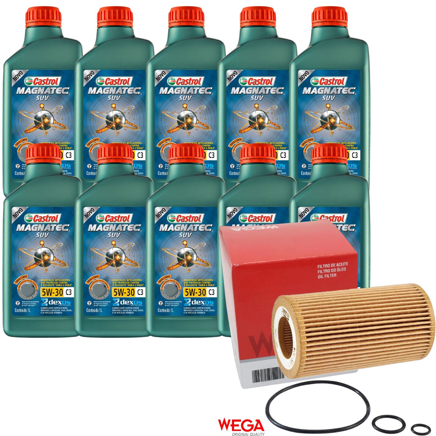 Kit Filtro e 10L Óleo Motor 5W30 Magnatec - Castrol / Wega - 3430831 / WOE-300/1