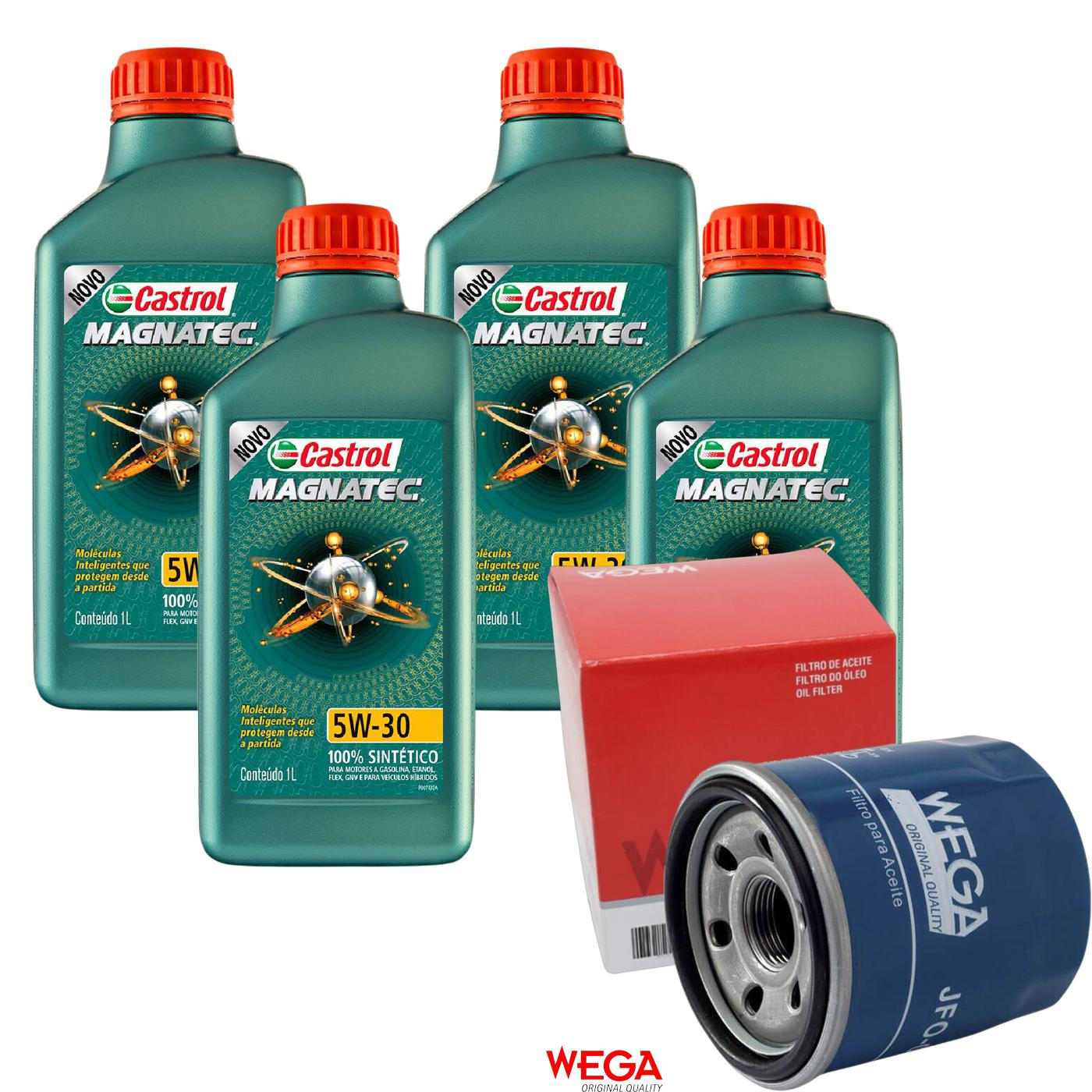 Kit Filtro e 4L Óleo Motor 5W30 Magnatec - Castrol / Wega - 3434565 / JFO-0H00