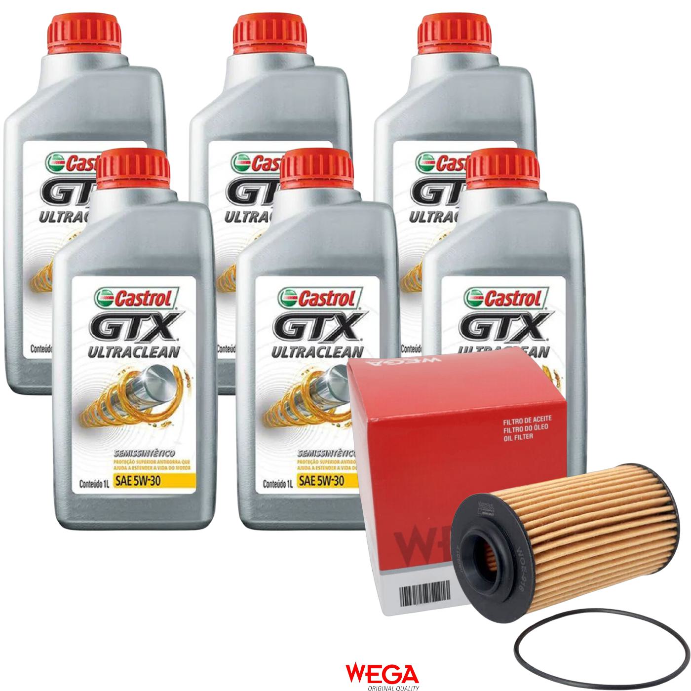 Kit Filtro e 6L Óleo Motor 5W30 GTX - Castrol / Wega - 3435995 / WOE-916