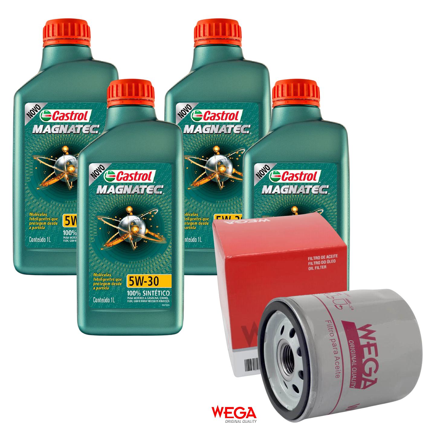 Kit Filtro e 4L Óleo Motor 5W30 Magnatec - Castrol / Wega - 3434565 / WO-153