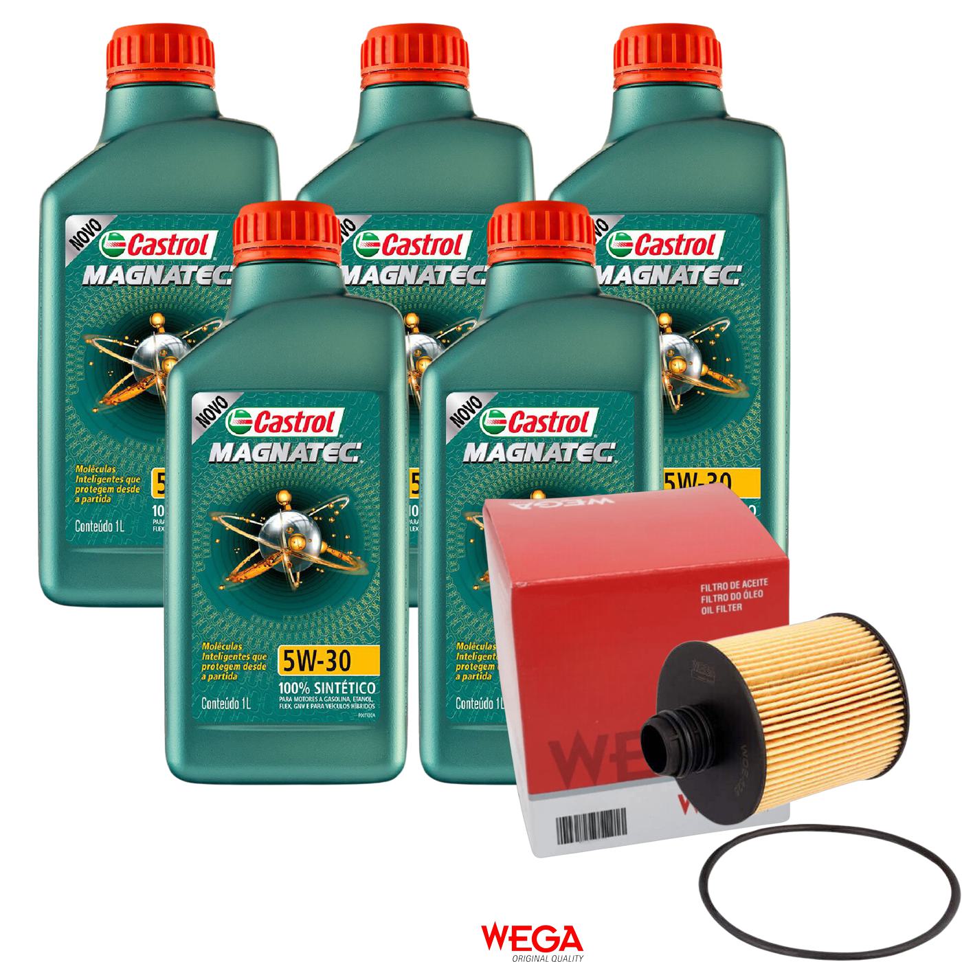 Kit Filtro e 5L Óleo Motor 5W30 Magnatec - Castrol / Wega - 3434565 / WOE-626