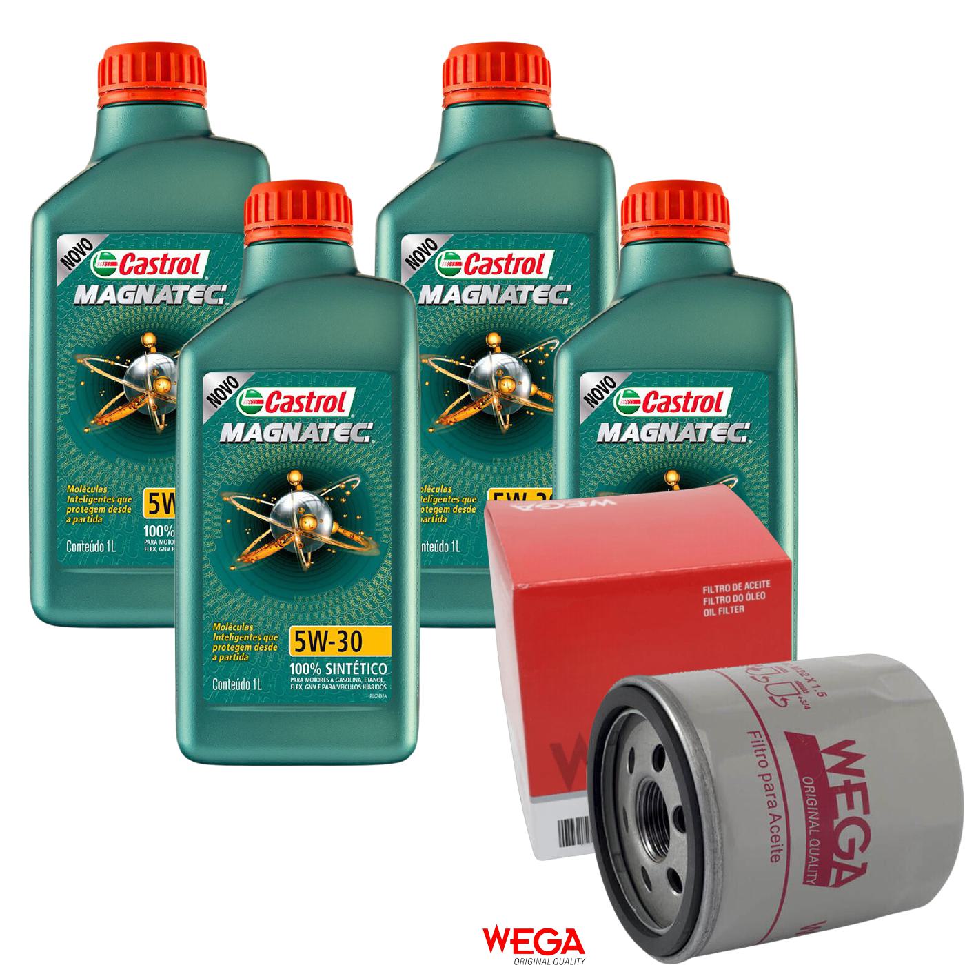 Kit Filtro e 4L Óleo Motor 5W30 Magnatec - Castrol / Wega - 3434565 / WO-133