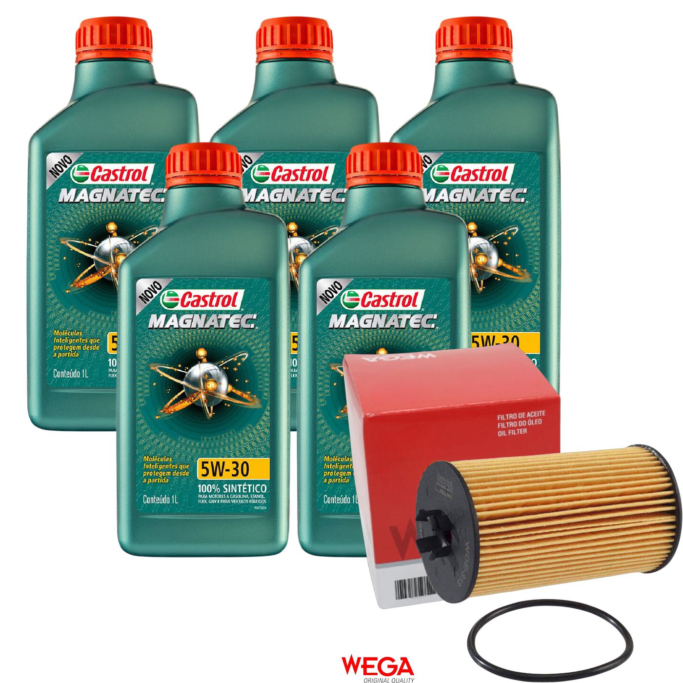 Kit Filtro e 5L Óleo Motor 5W30 Magnatec - Castrol / Wega - 3434565 / WOE-313