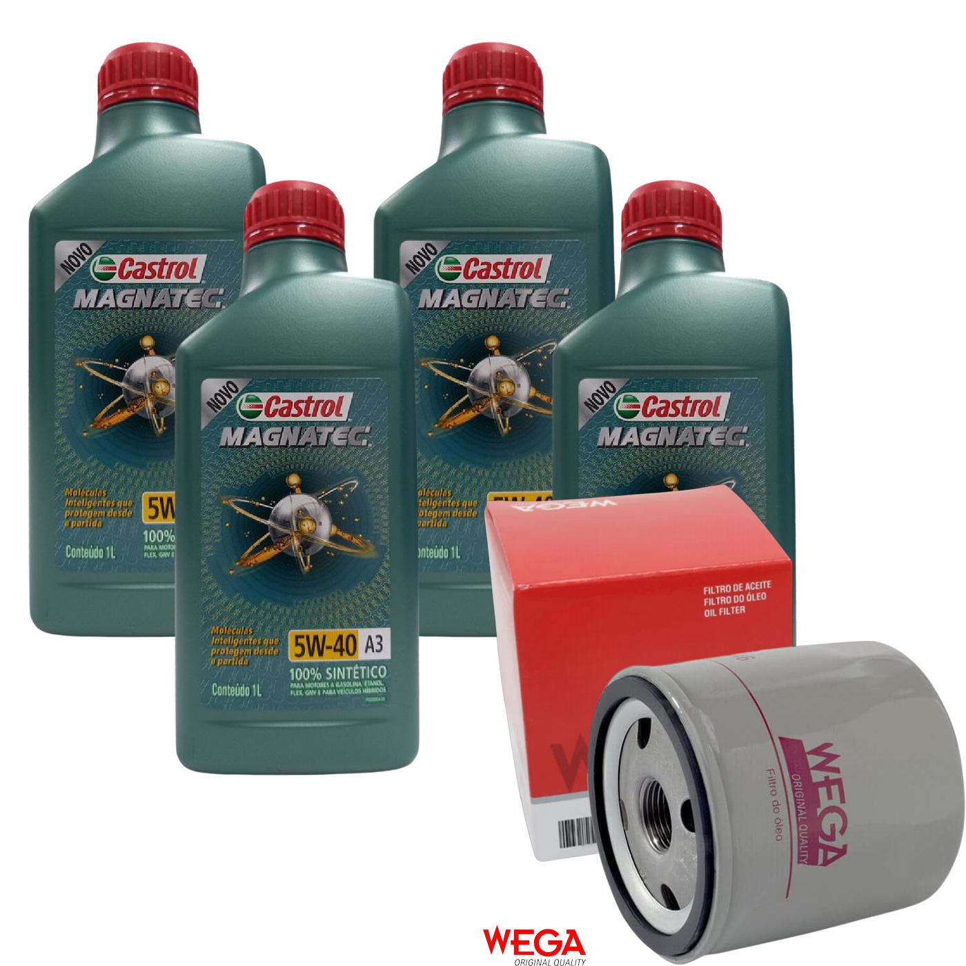 Kit Filtro e 4L Óleo Motor 5W40 Magnatec - Castrol / Wega - 3436621 / WO-346