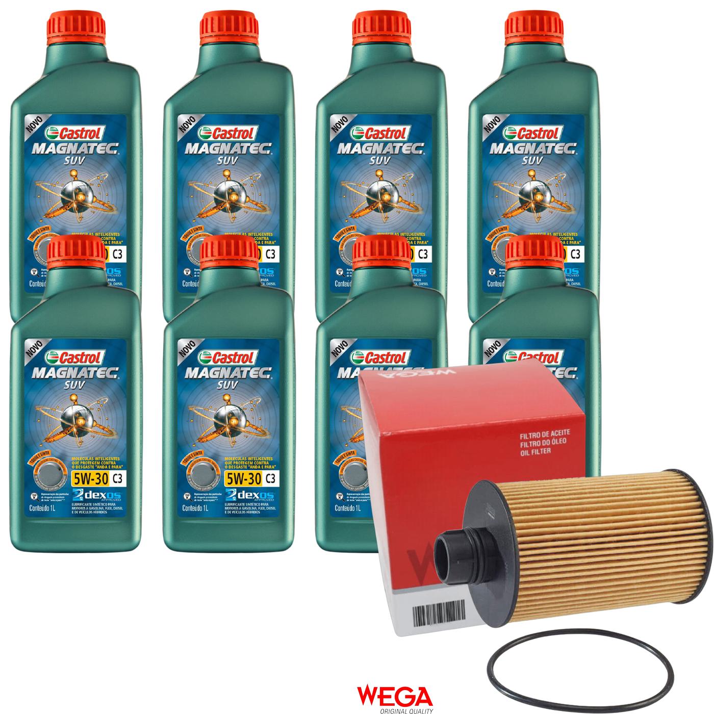 Kit Filtro e 8L Óleo Motor 5W30 Magnatec - Castrol / Wega - 3430831 / WOE-625
