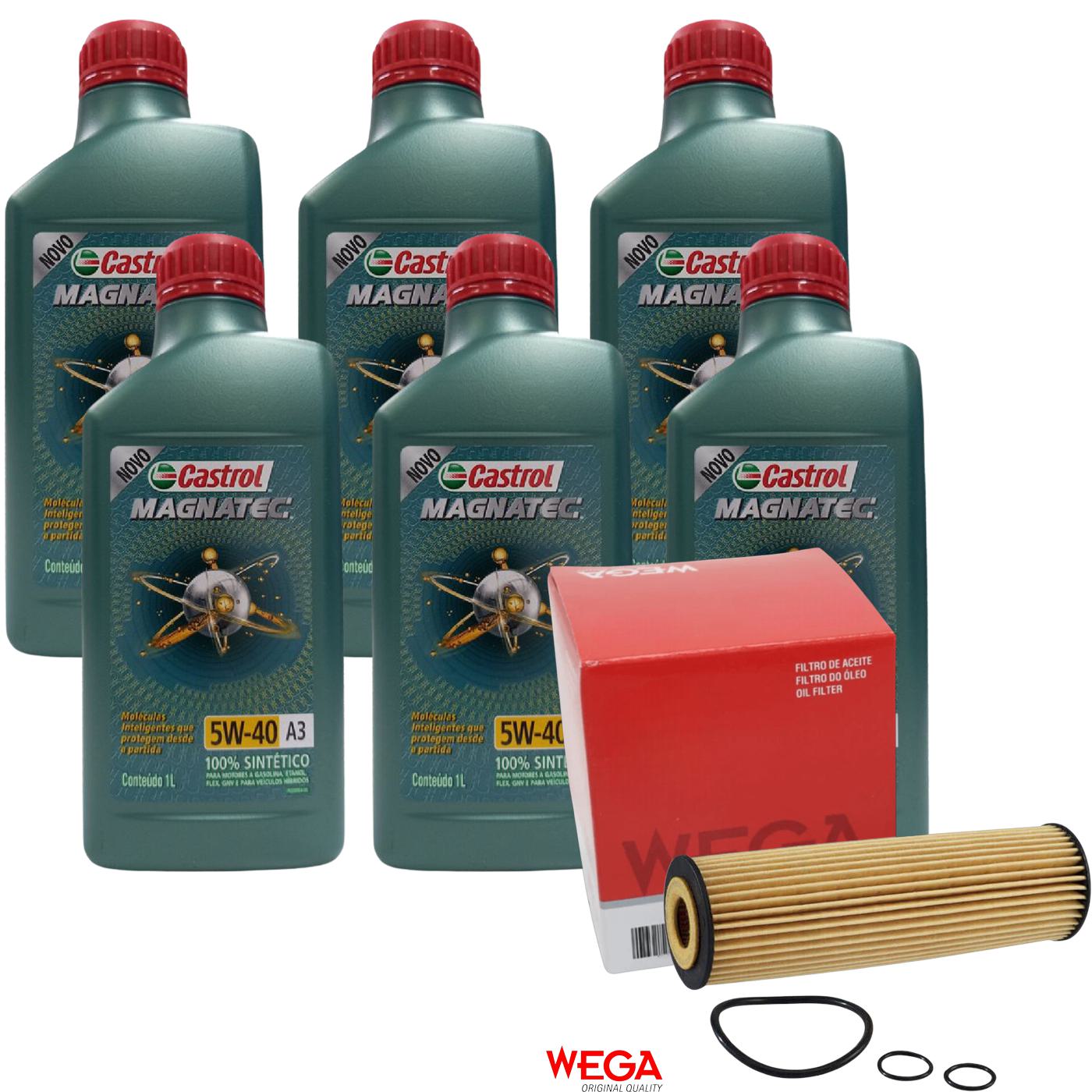 Kit Filtro e 6L Óleo Motor 5W40 Magnatec - Castrol / Wega - 3436621 / WOE-452